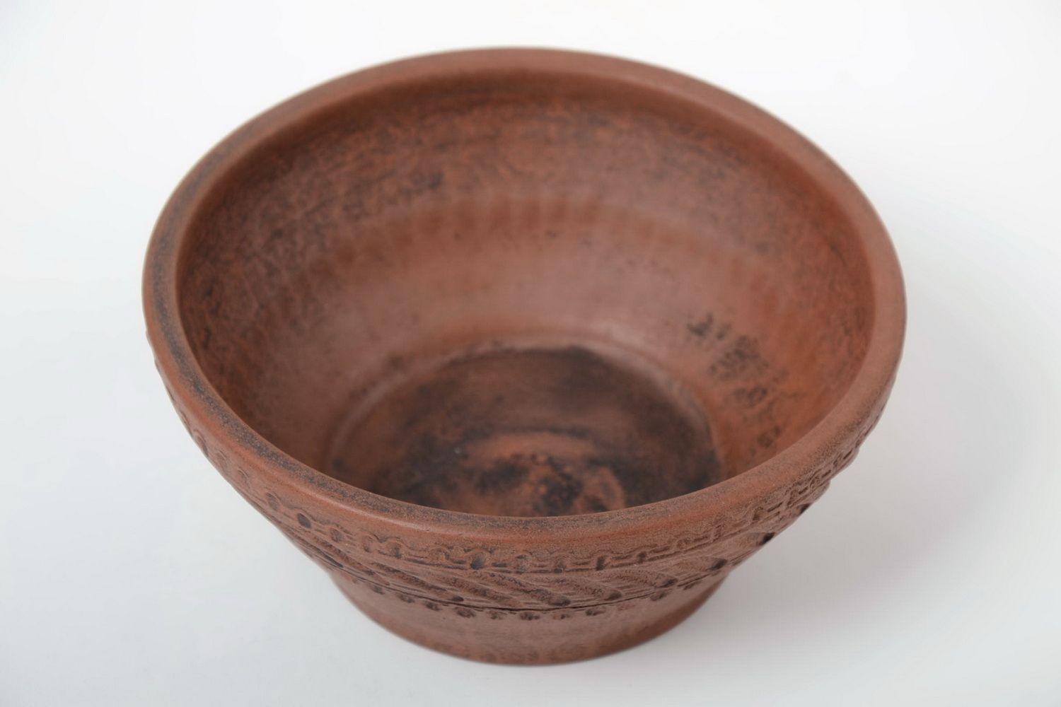 Beautiful small handmade designer brown clay bowl 250 ml  photo 4