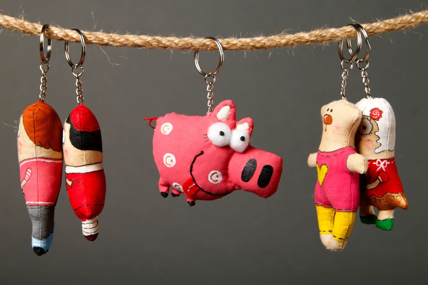 Handmade Schwein Schlüsselanhänger Puppe Schlüssel Schmuck Anhänger für Handy  foto 1