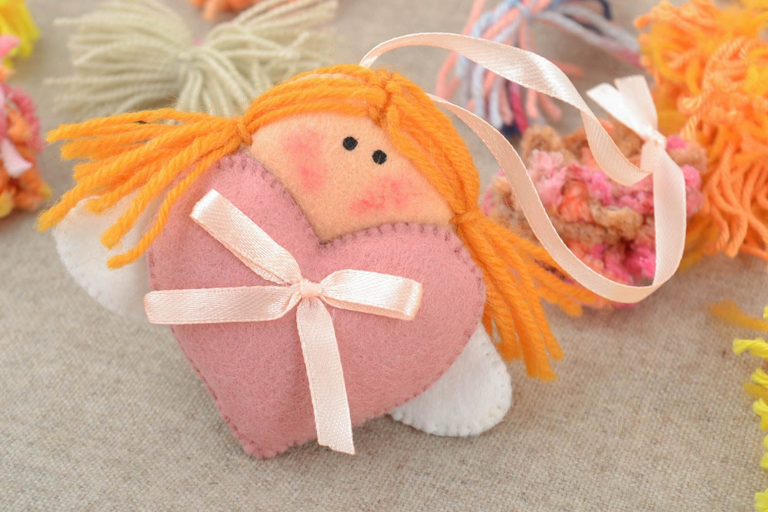 Handmade lovely soft home interior hanging toy angel with heart photo 1