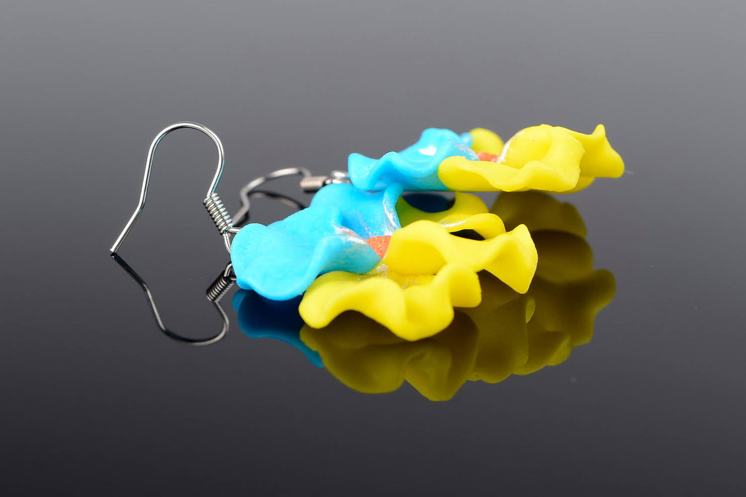 Earrings made of polymer clay Flowers photo 2