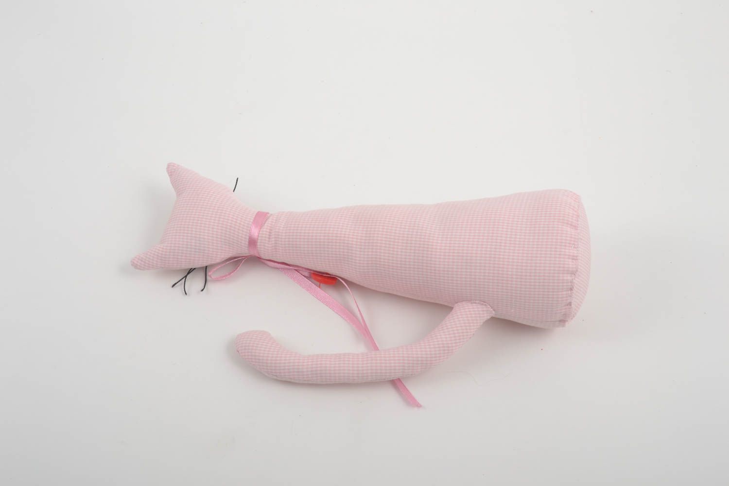 Игрушка кот ручной работы детская игрушка розовая мягкая игрушка из ткани фото 3