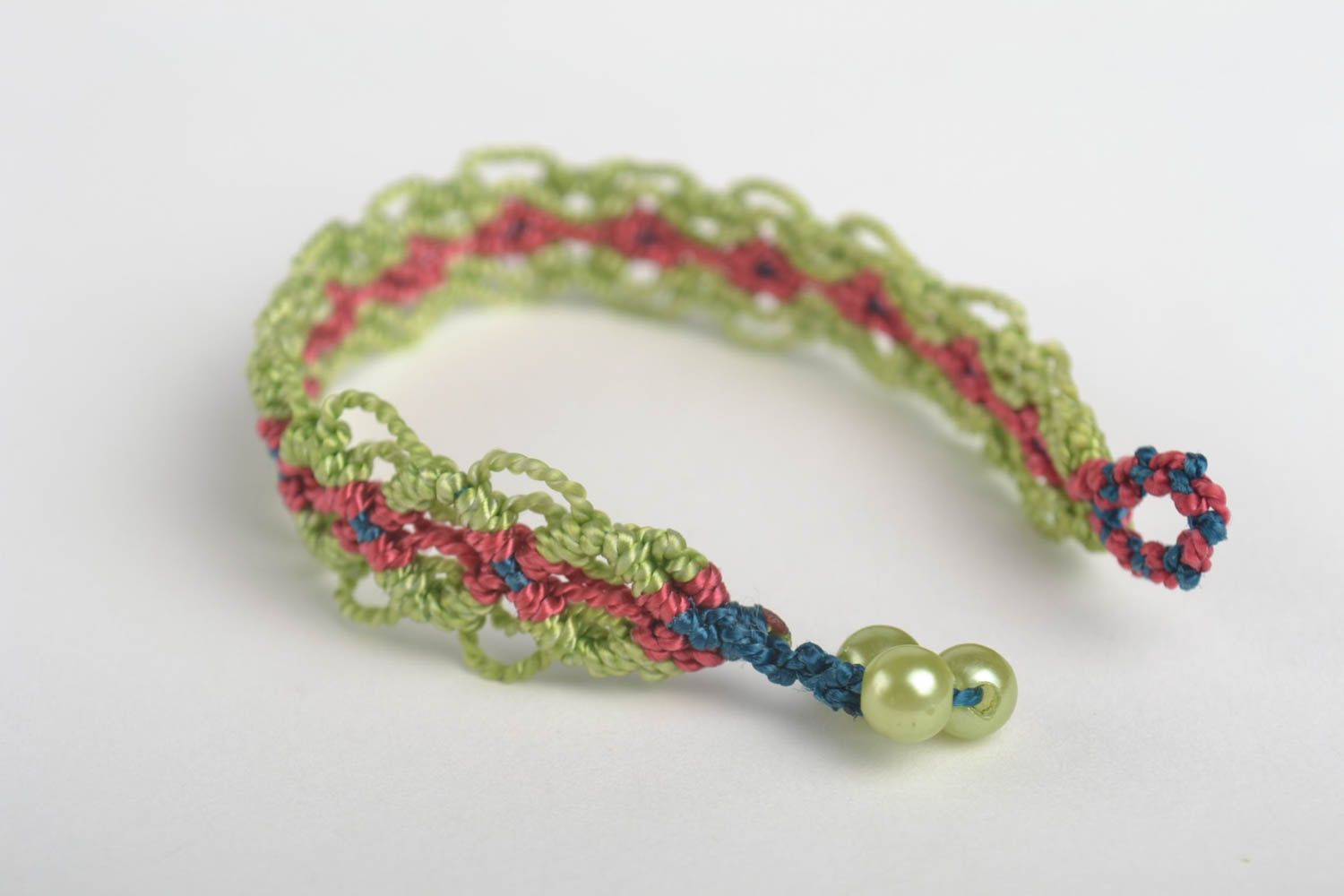 Модный браслет браслет из ниток плетеный браслет макраме зеленый тонкий фото 3