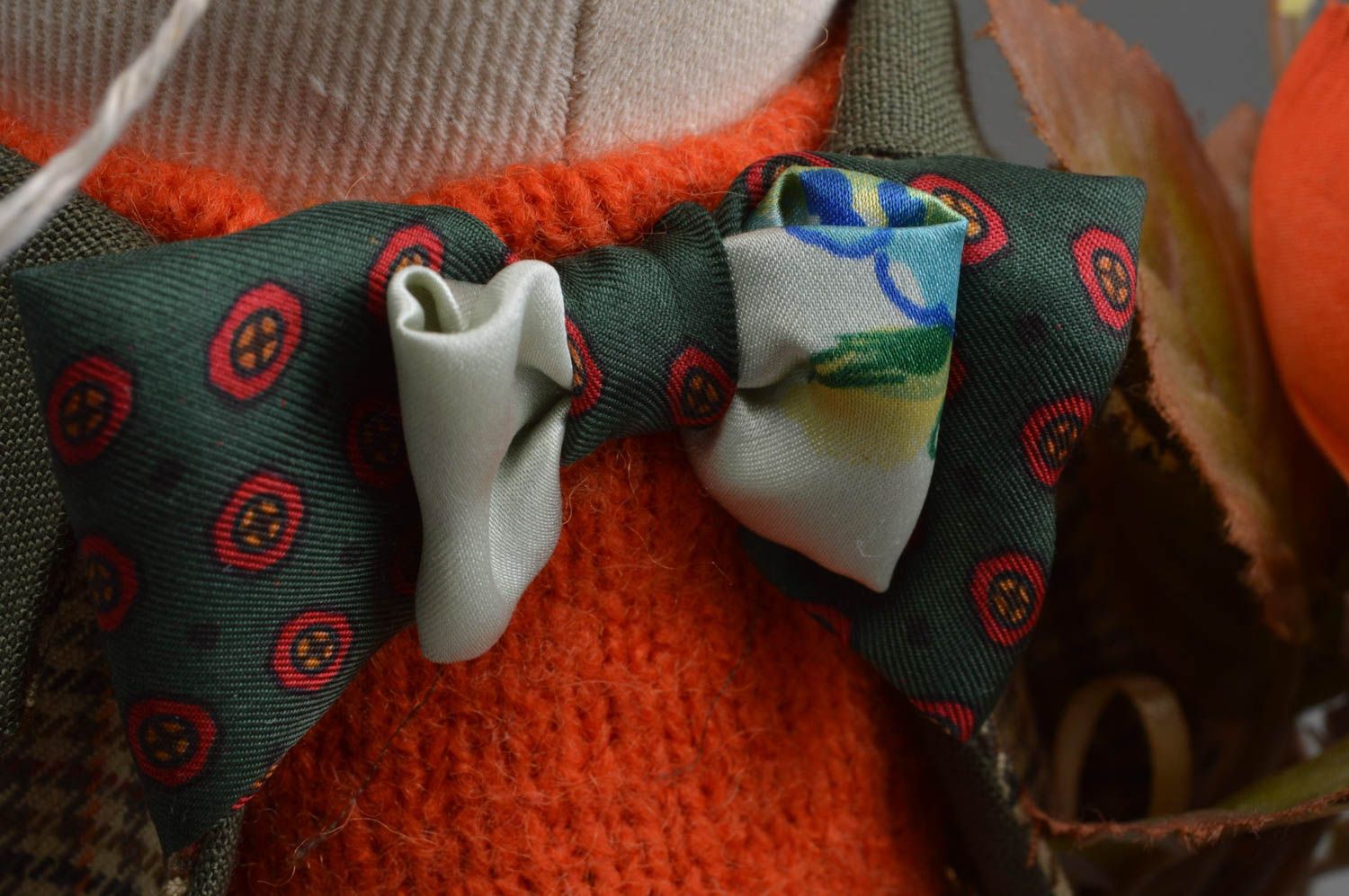 Peluche chat fait main Jouet pour enfant Décoration chambre matériaux naturels photo 5