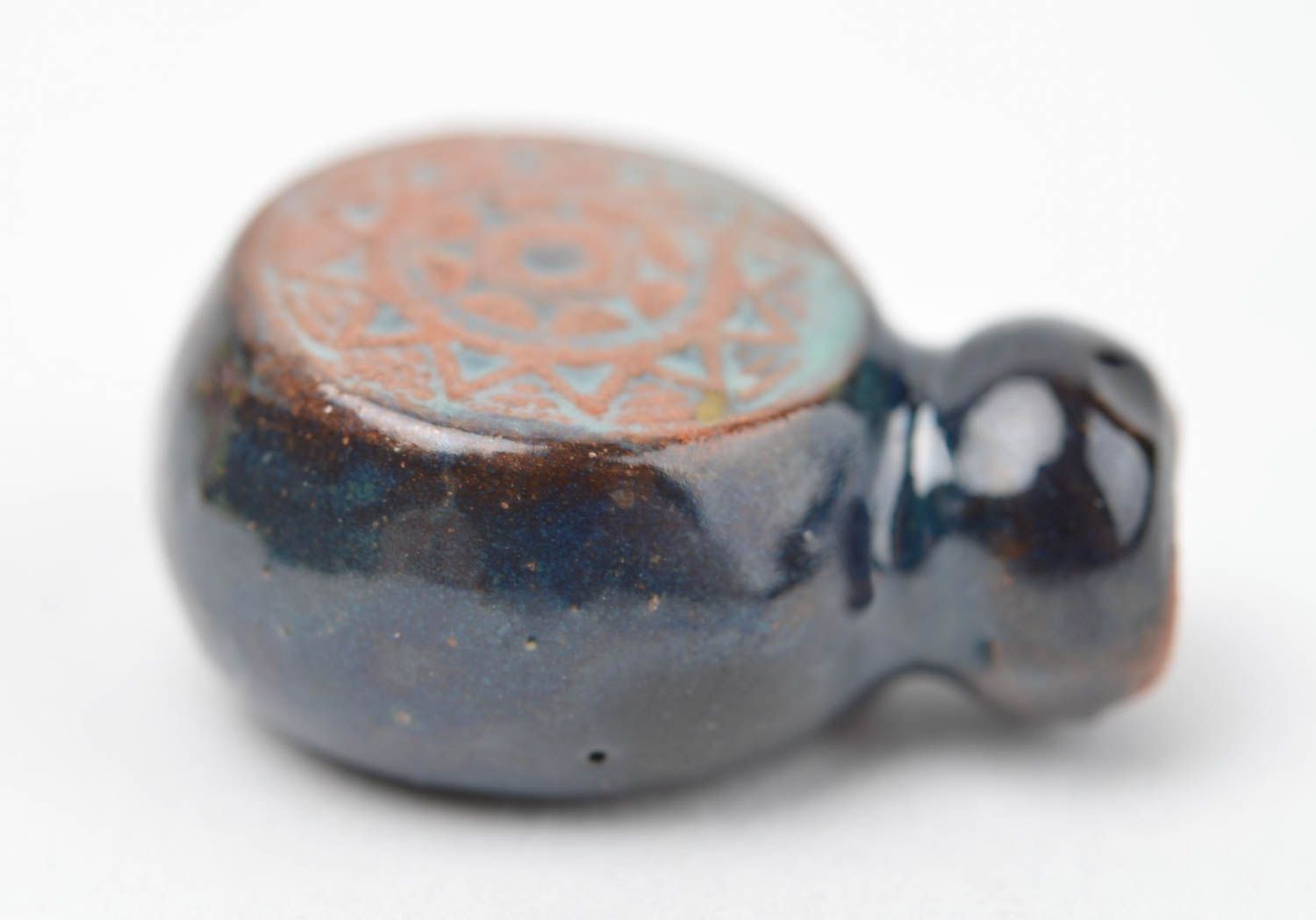 Кулон ручной работы глиняный аромакулон украшение на шею Синяя фляга красивая фото 2