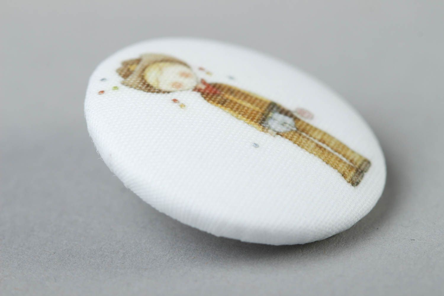 Unusual handmade plastic button needlework accessories printed fabric button photo 2