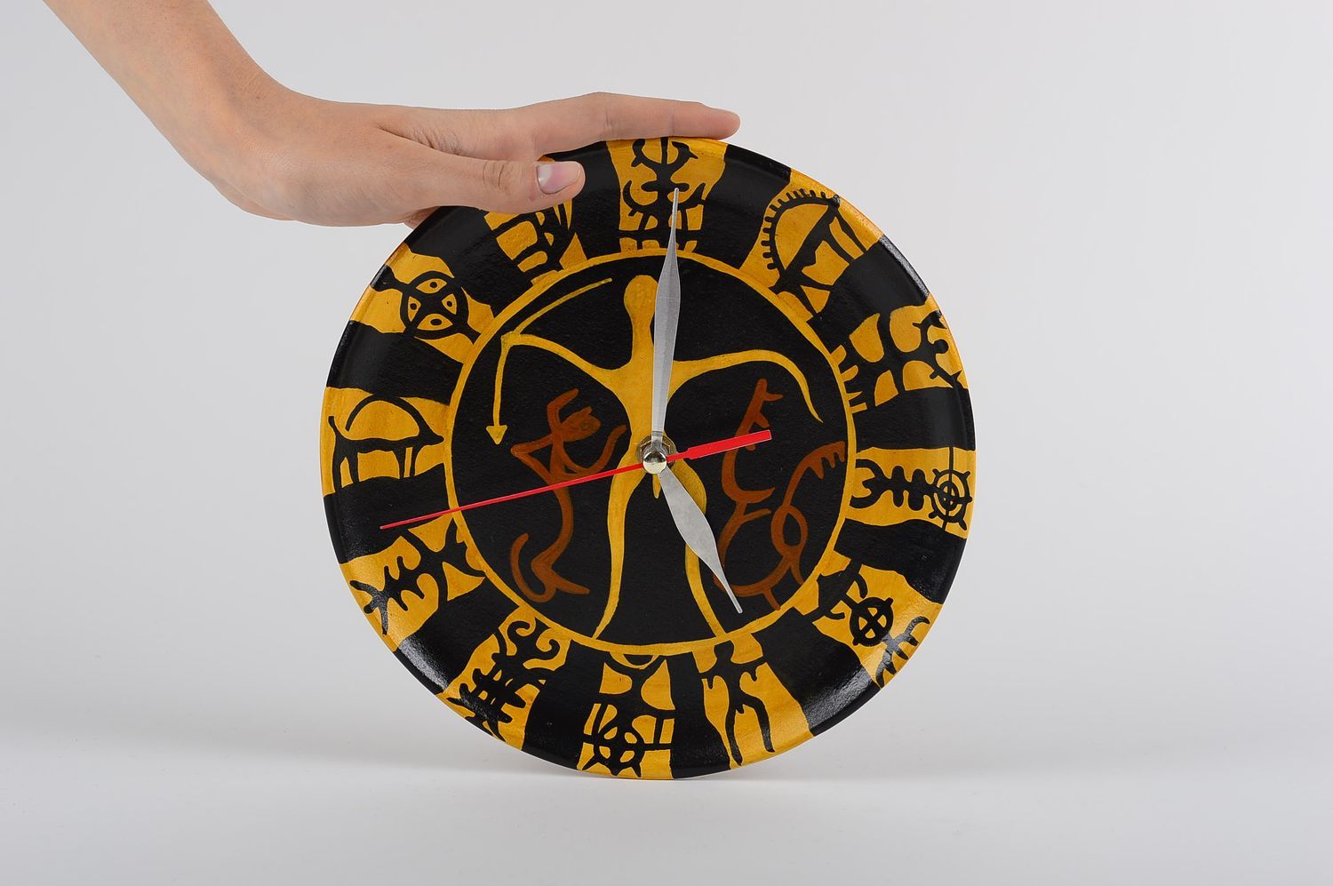 Keramik Uhr Handmade Deko ungewöhnliche Uhr Tischuhr modern bemalt originell foto 2