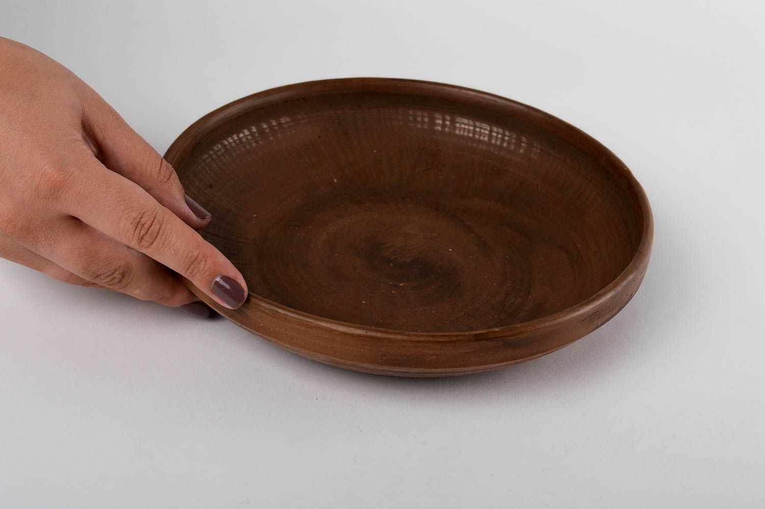 9 10 oz cermic flat handmade all-purpose bowl platter table centerpiece 1,23 lb photo 5