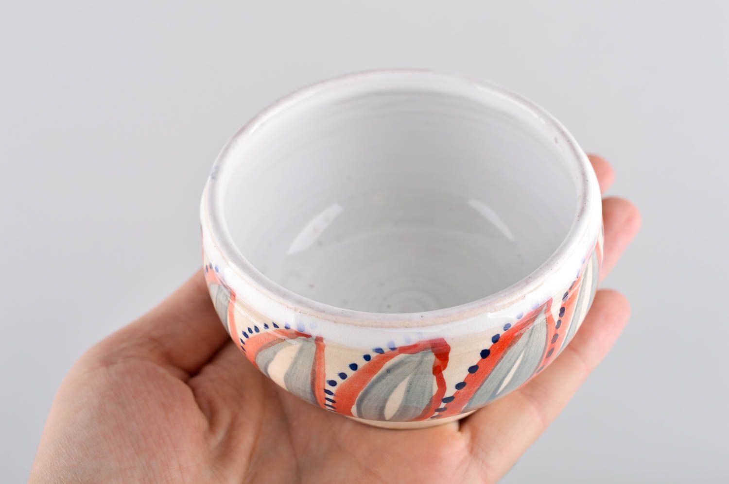 Handmade gemusterte Keramik Schüssel für Suppe Öko Geschirr Schale aus Ton  foto 5