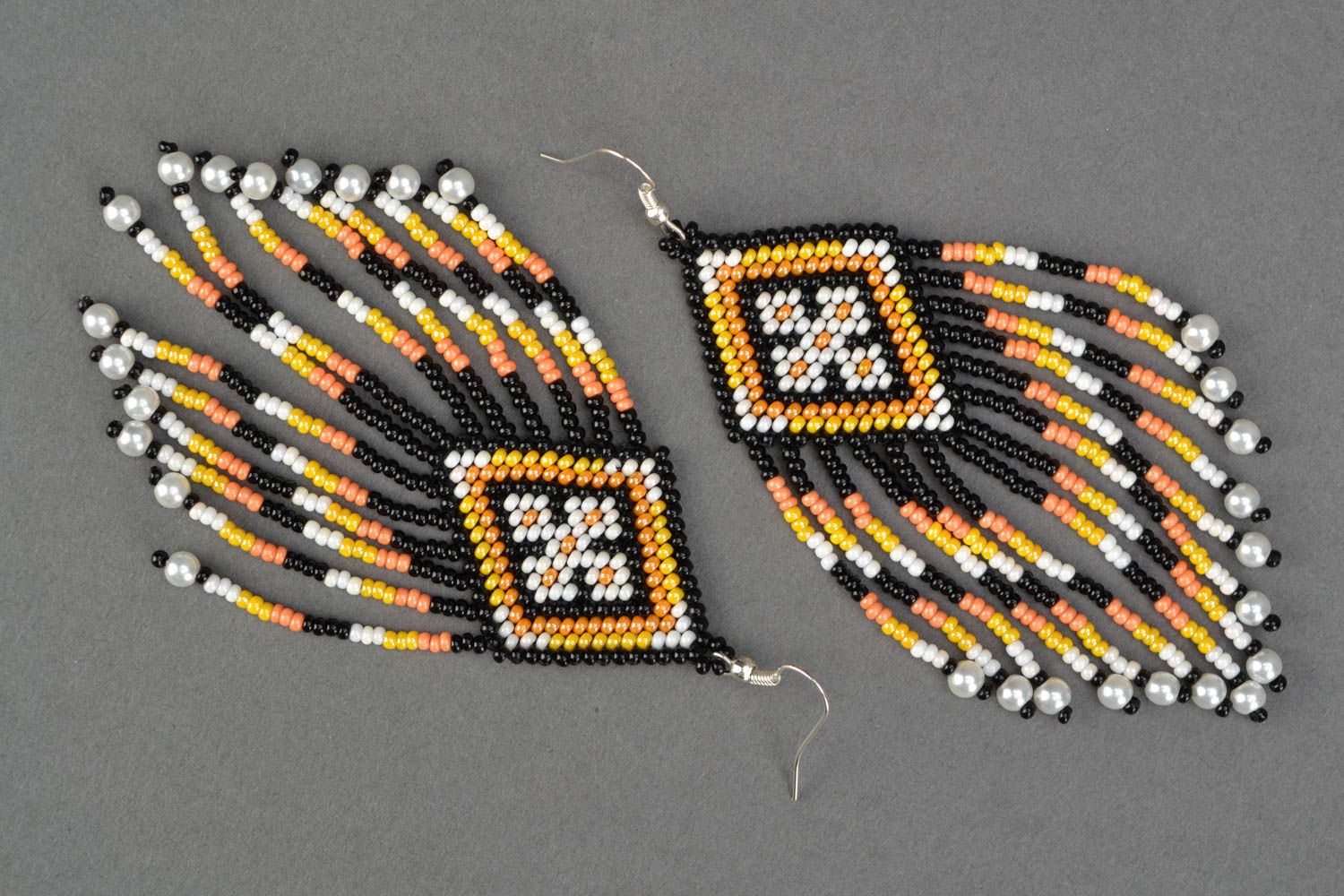 Massive Czech bead earrings in ethnic style photo 3