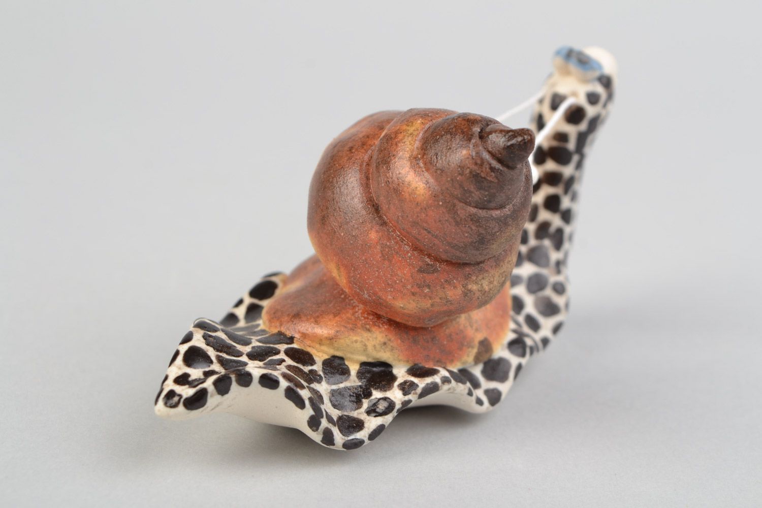 Handmade designer painted clay figurine of snail photo 5