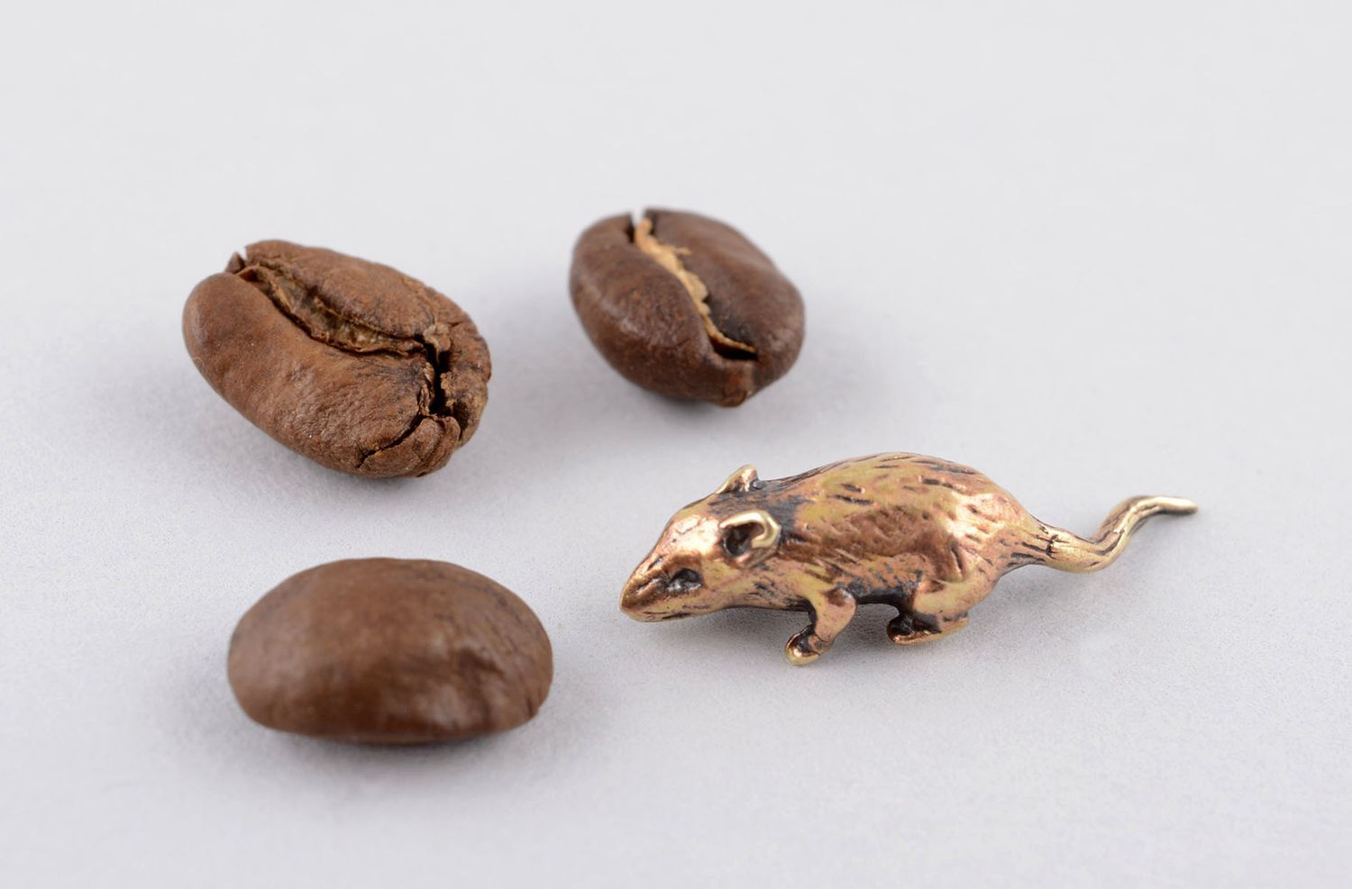 Mini Figurine souris faite main en bronze Décoration d'intérieur cadeau photo 4