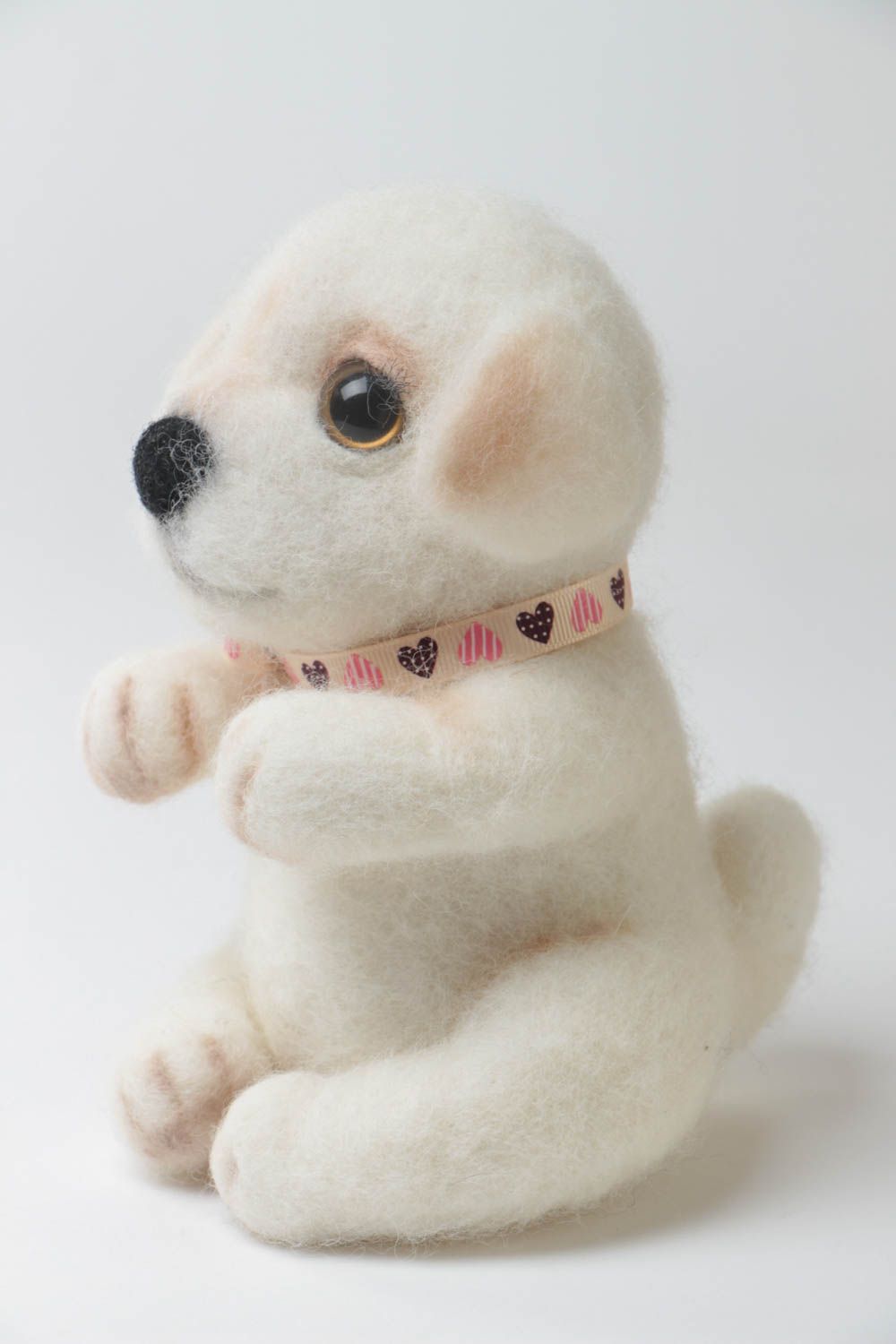 Children's handmade small felted wool toy puppy for home decor photo 2
