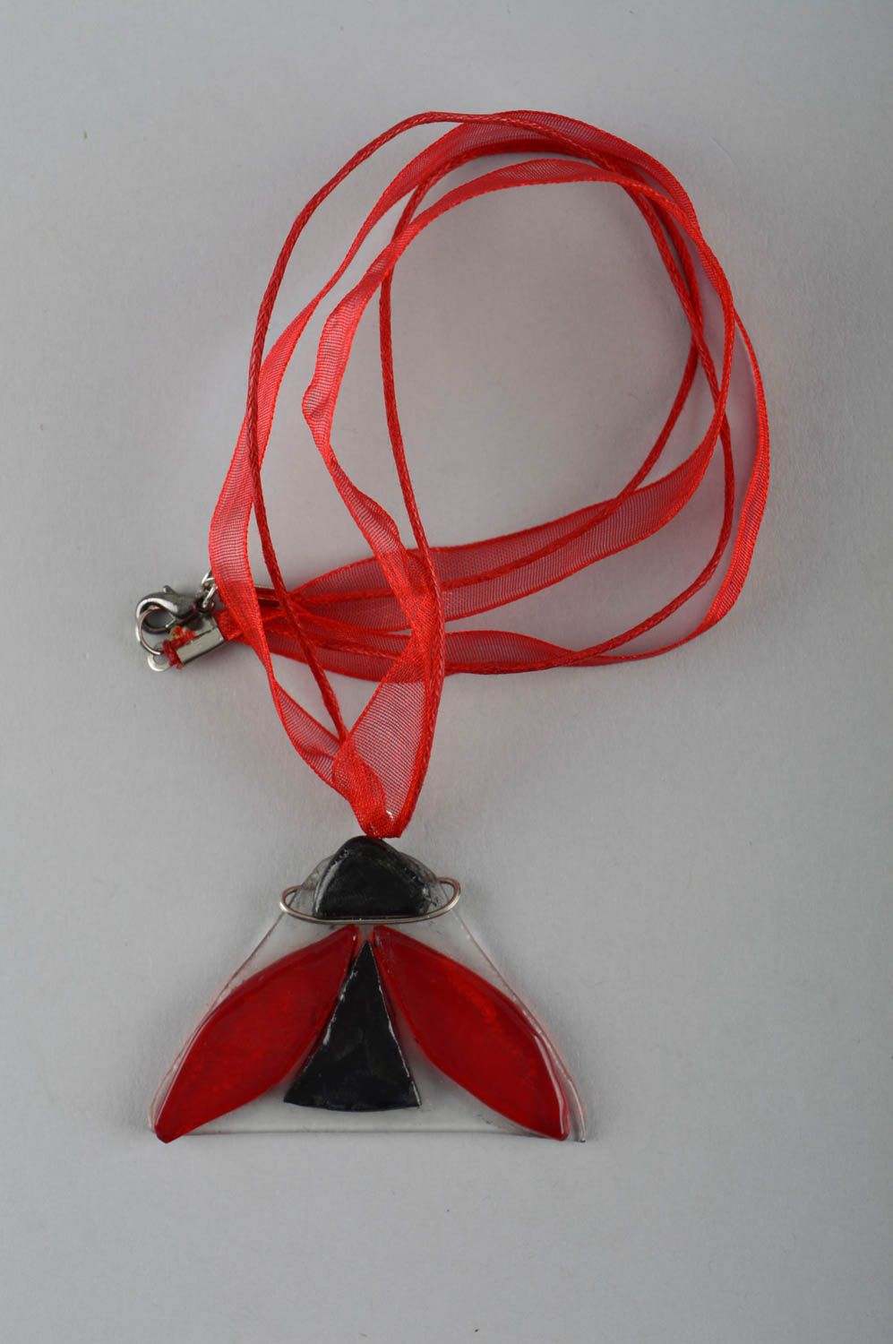 Pendentif en verre Bijou fait main triangulaire sur ruban Cadeau femme photo 2