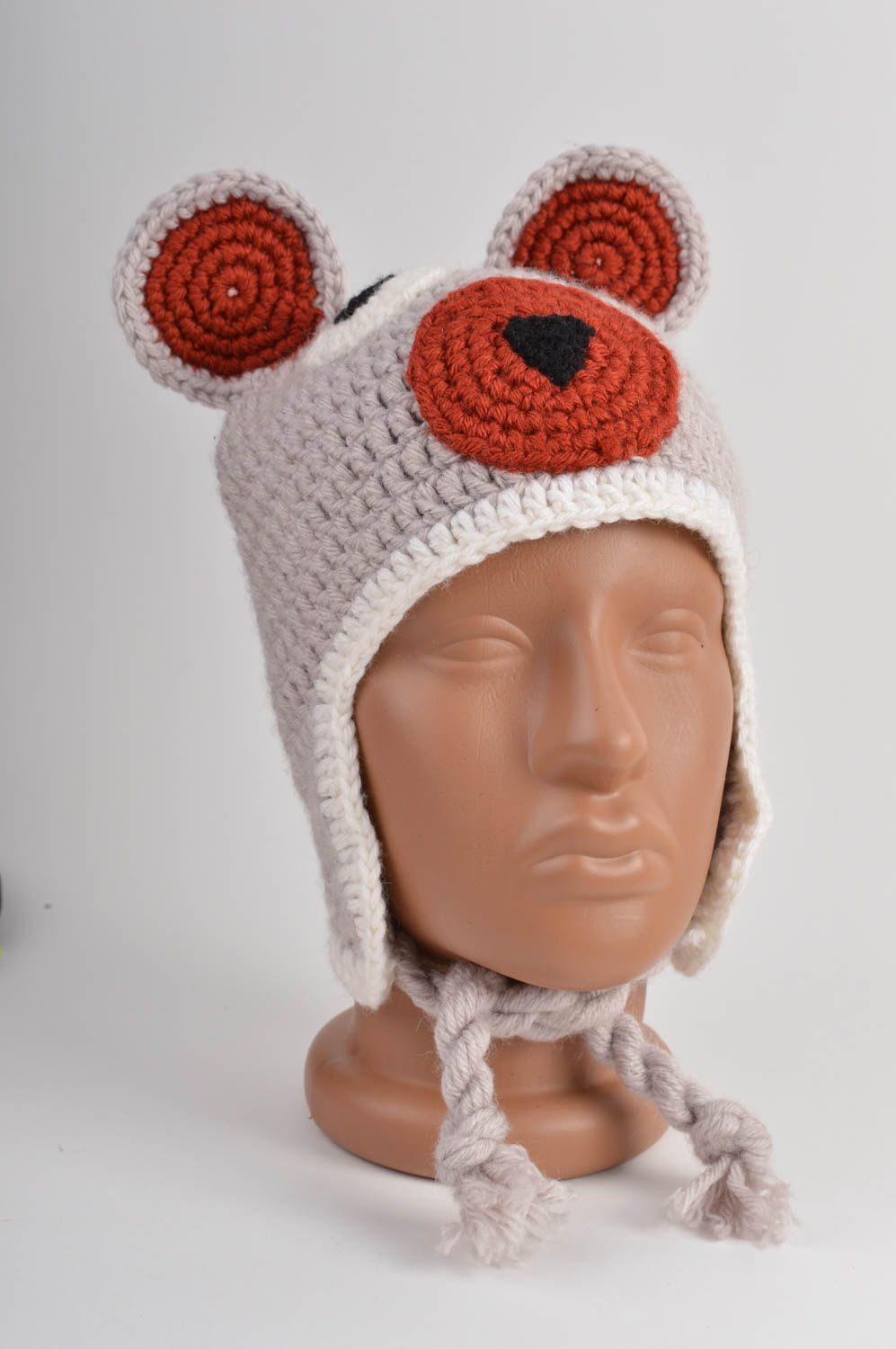 Crocheted cap in shape of dog unusual beautiful children cap accessory for kids photo 2