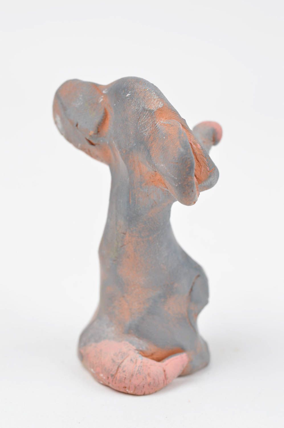 Figurine souris grise faite main Statuette déco en argile peinte Petit cadeau photo 5