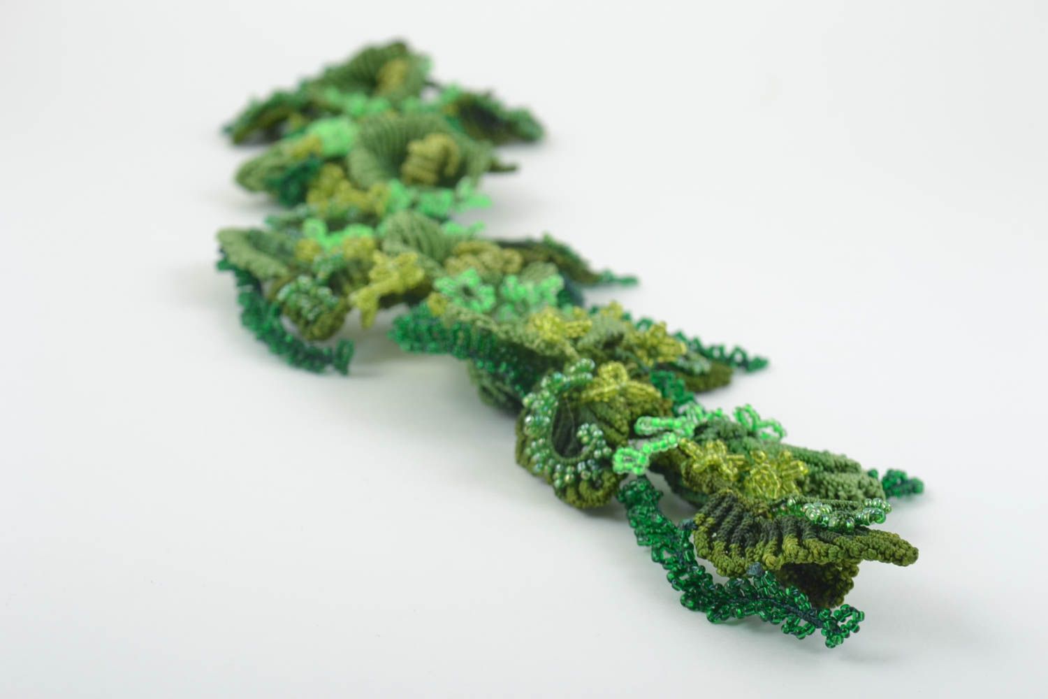 Украшение ручной работы воротник на шею накладной воротник зеленый с цветами фото 2