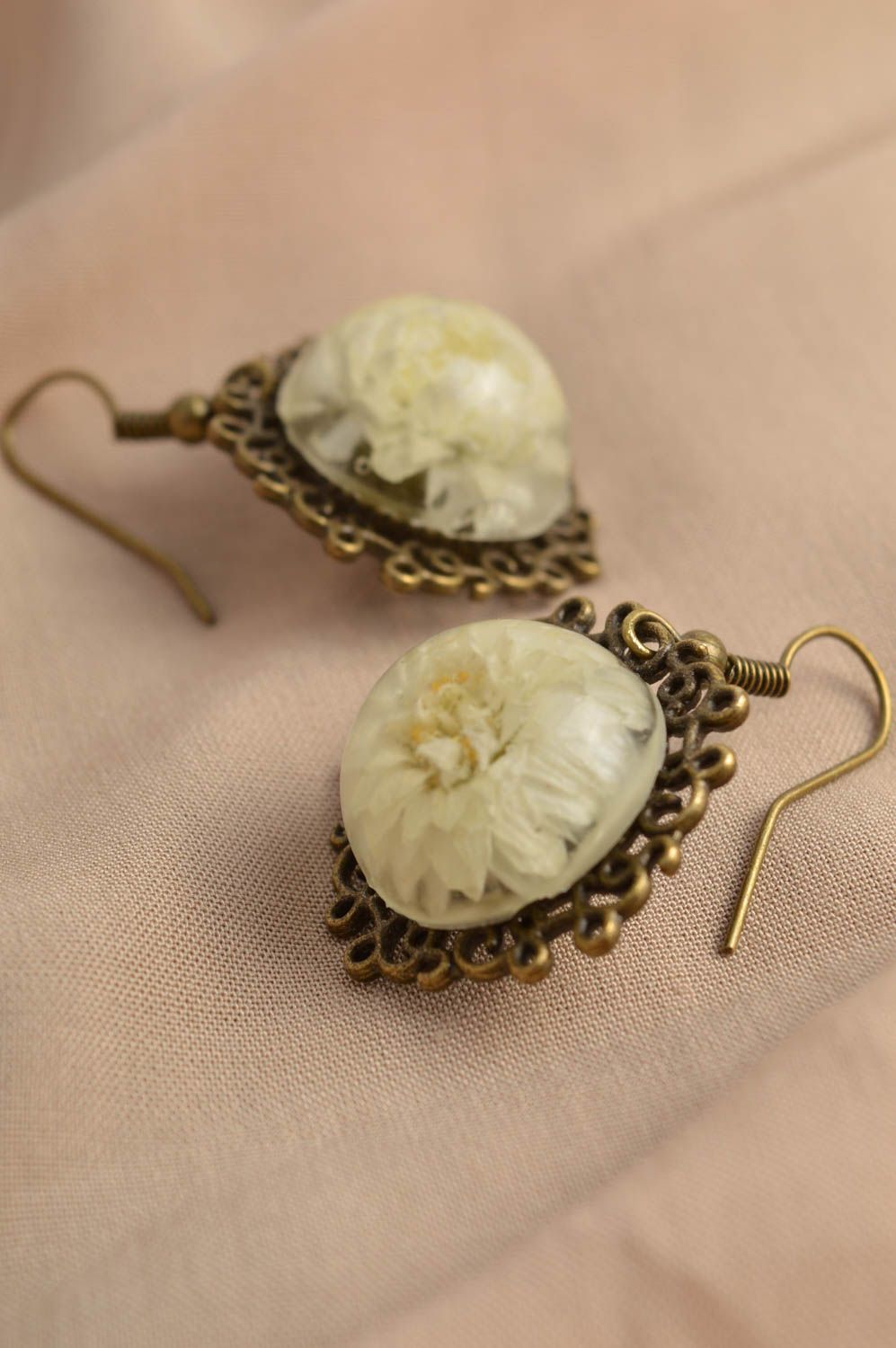Handmade earrings flower jewelry epoxy resin vintage earrings gifts for girls photo 1