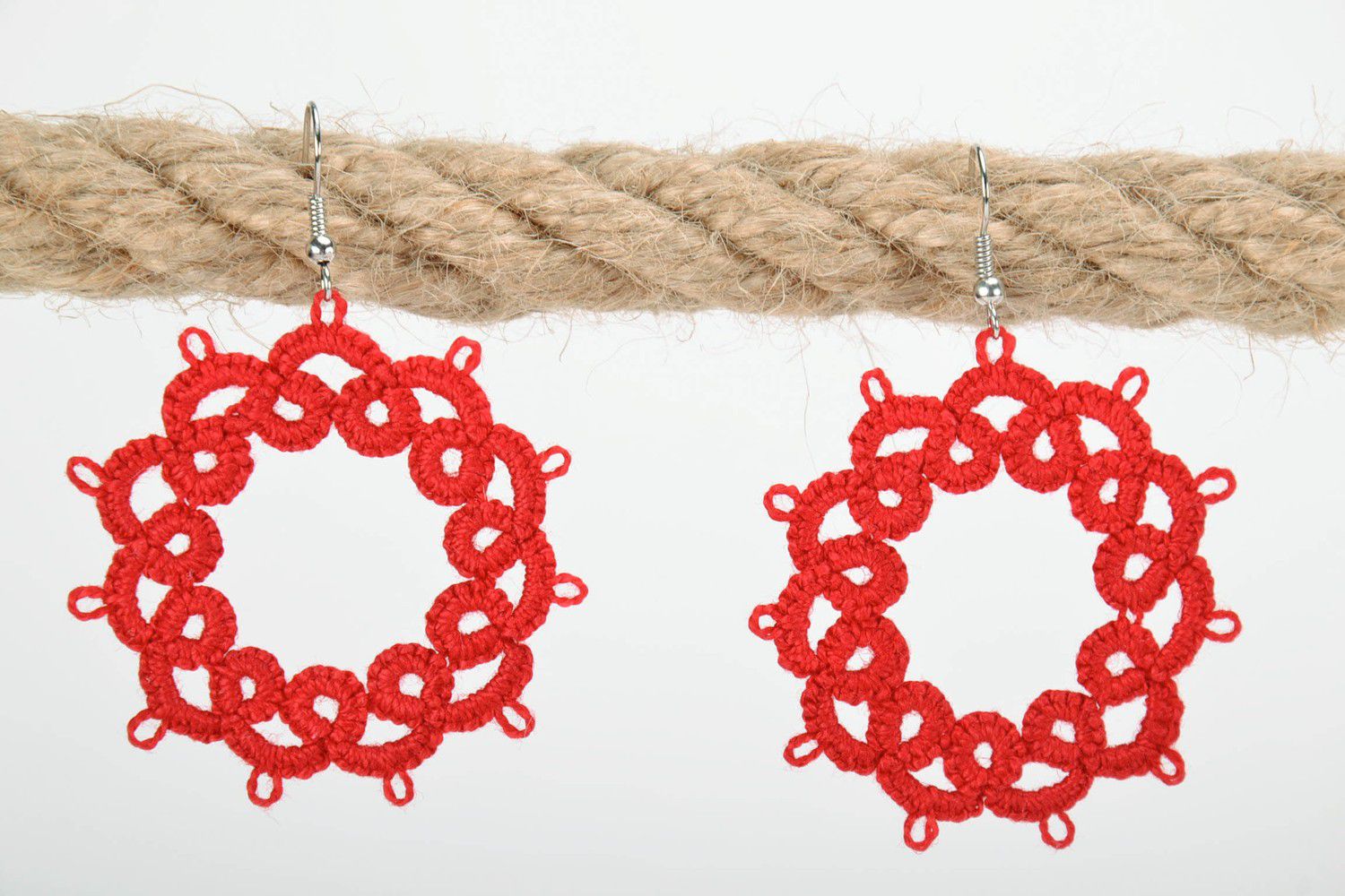 Earrings made from cotton lace Scarlet Star photo 2