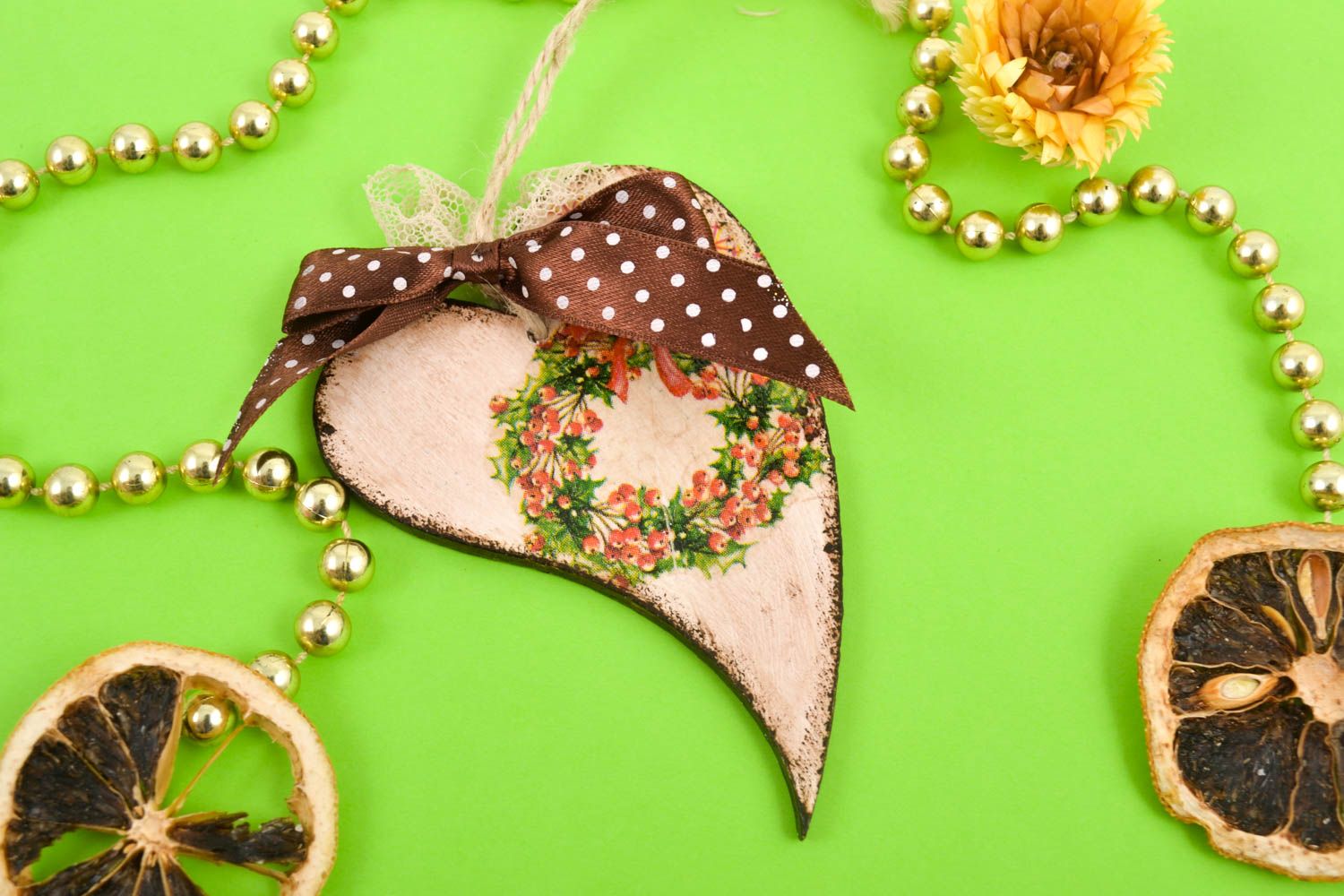Colgante decorativo corazoncito artesanal decoración navideña regalo original foto 1