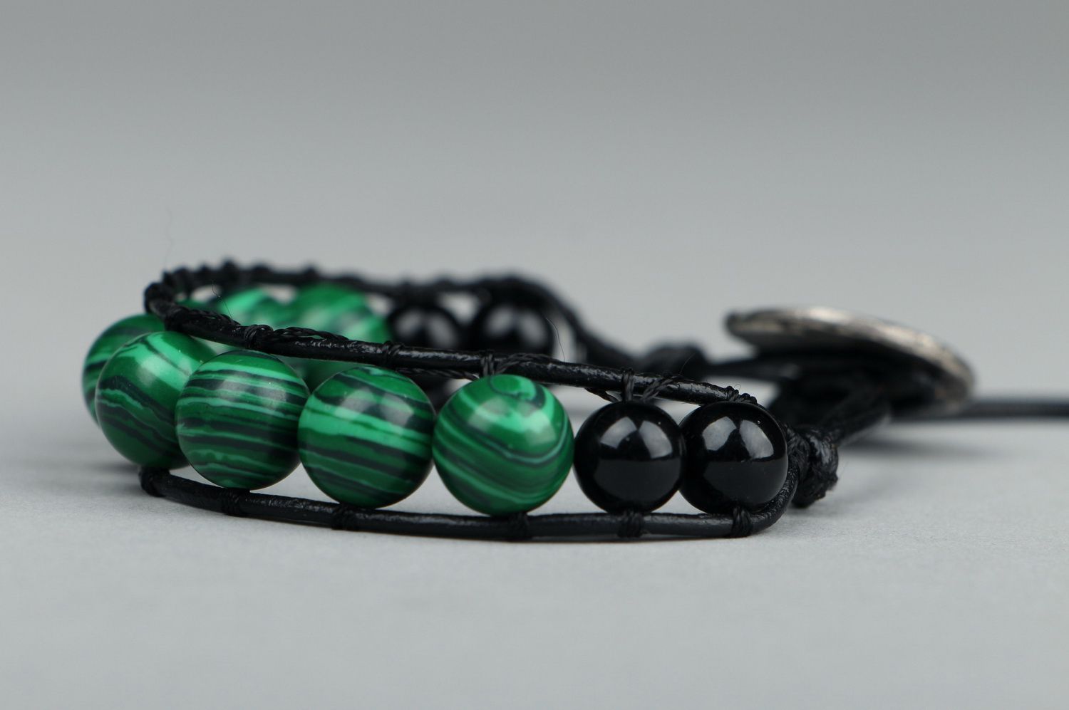 Bracciale di malachite fatto a mano braccialetto verde da polso per donna
 foto 1