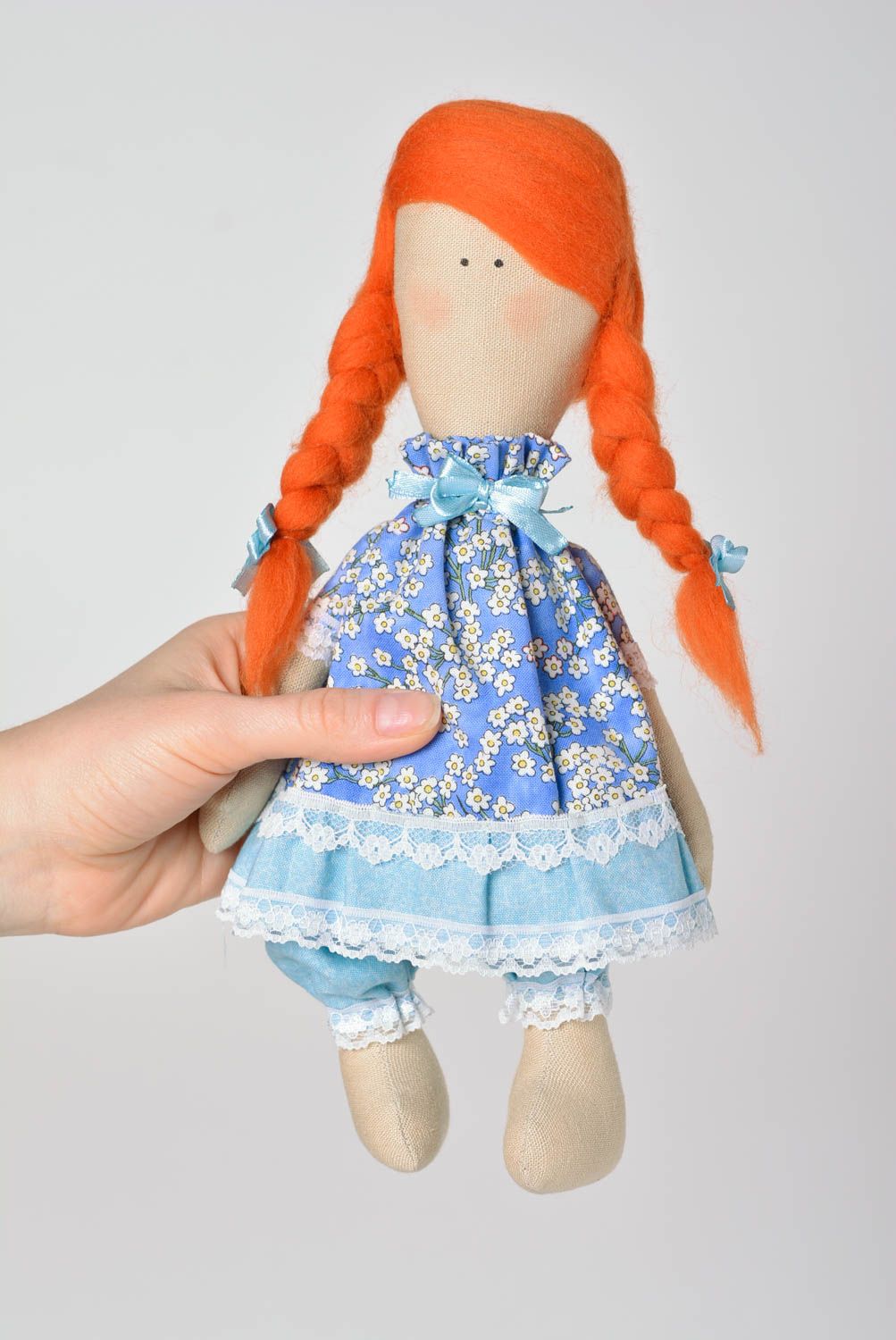 Handmade fabric doll decorative stuffed toy present for children nursery decor photo 4