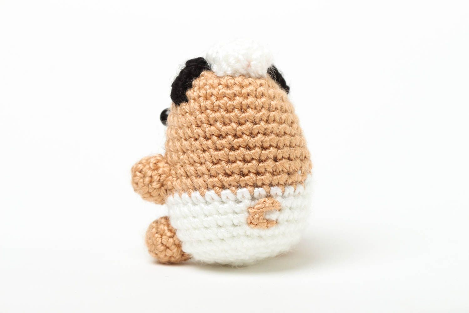 Knitted stuffed pug 3 inches toy for baby girl or boy photo 3