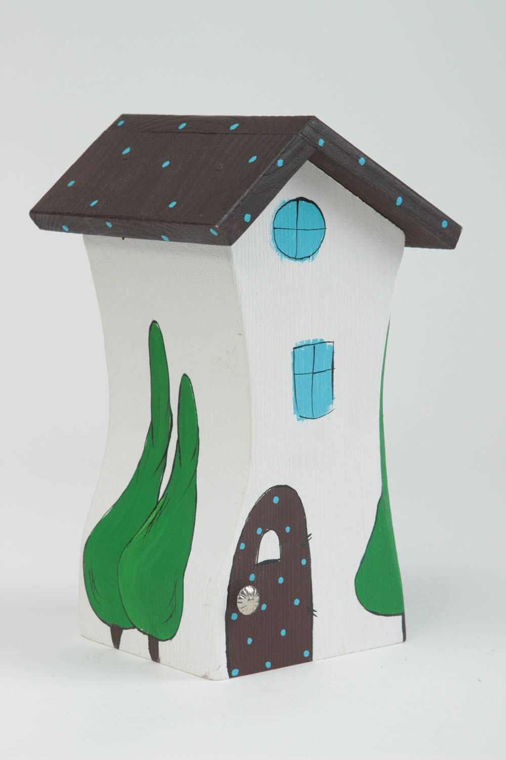 Holz Haus handmade dekorative Statuette Wohnzimmer Deko ausgefallene Geschenke foto 2