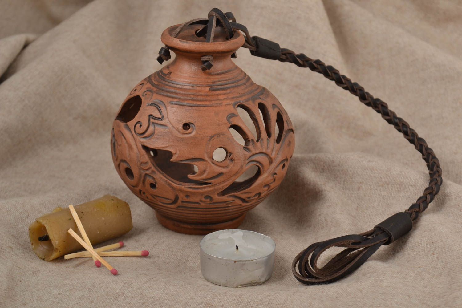 Handmade ceramic candlestick stylish clay cute lamp interior decor ideas photo 1