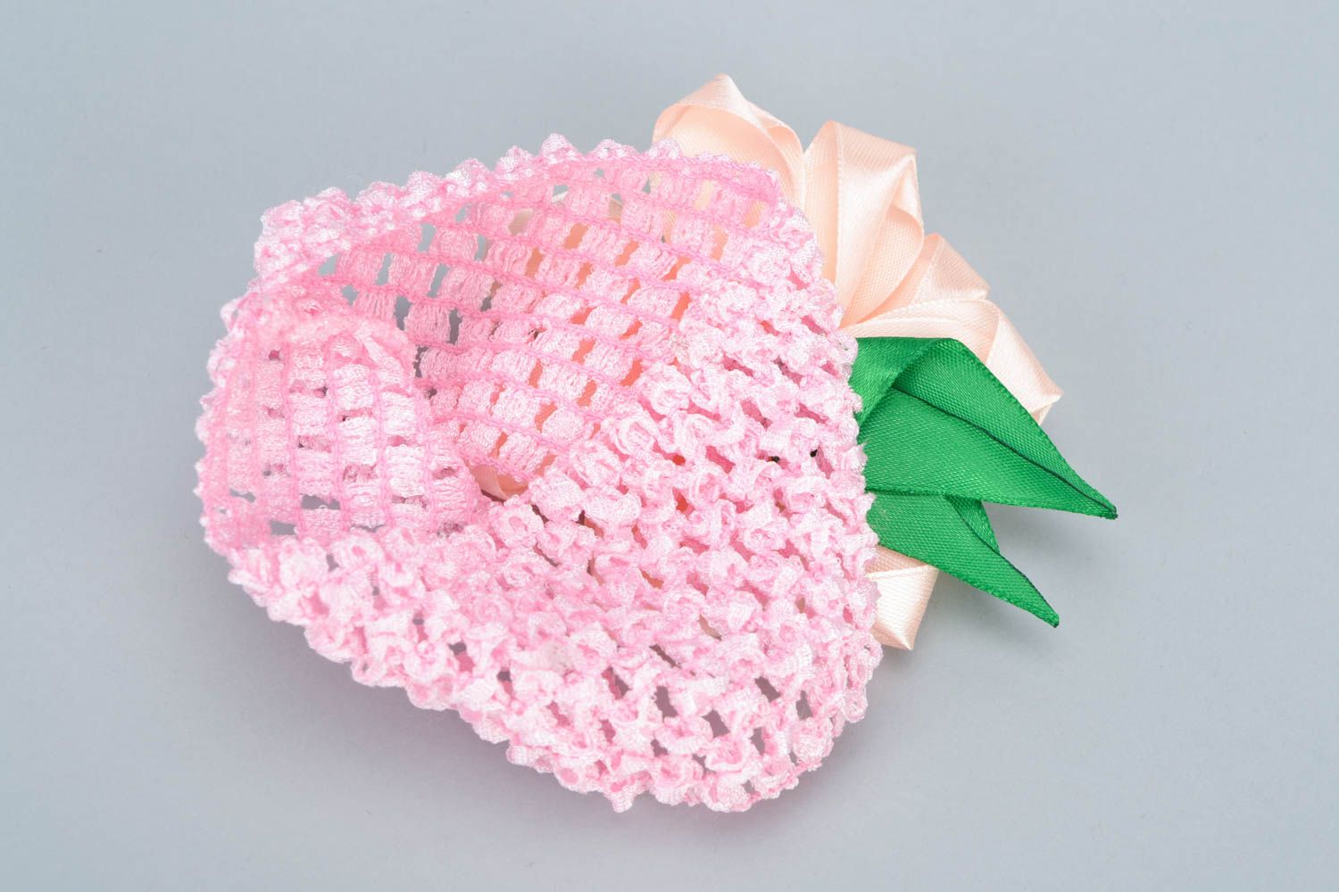 Banda para el pelo hecha a mano con flor de raso de color rosado para niña foto 5