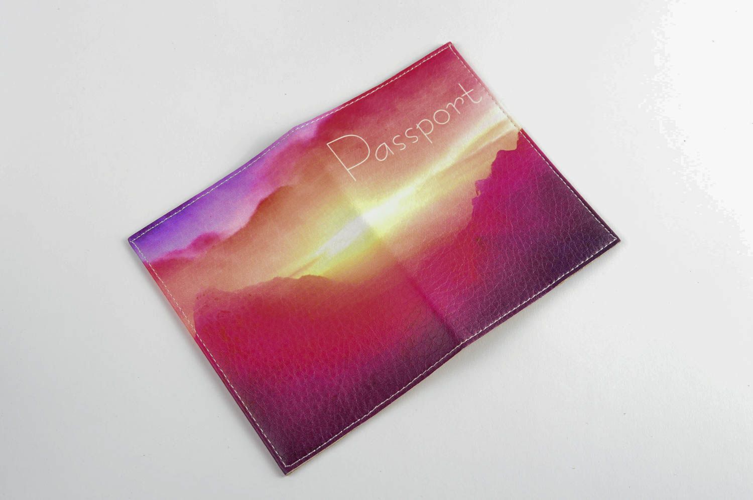 Handmade Reisepass Umschlag Leder Accessoire ausgefallenes Geschenk Gebirge foto 4