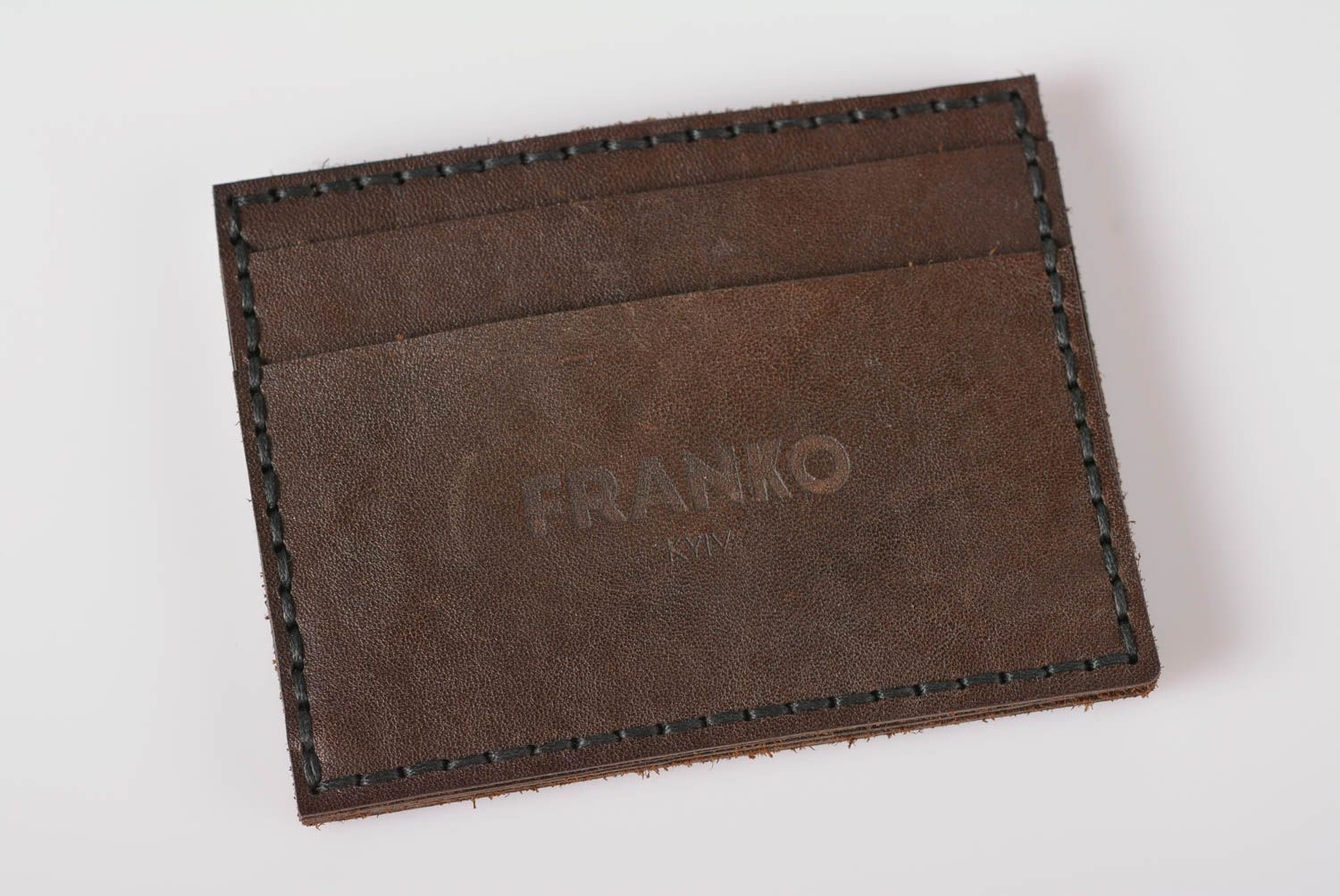 Leather business card holder handmade card wallet leather card case gift for men photo 3