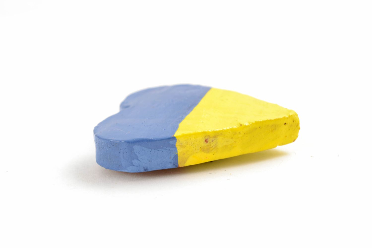 Aimant frigo cœur en céramique bleu jaune fait main  photo 3