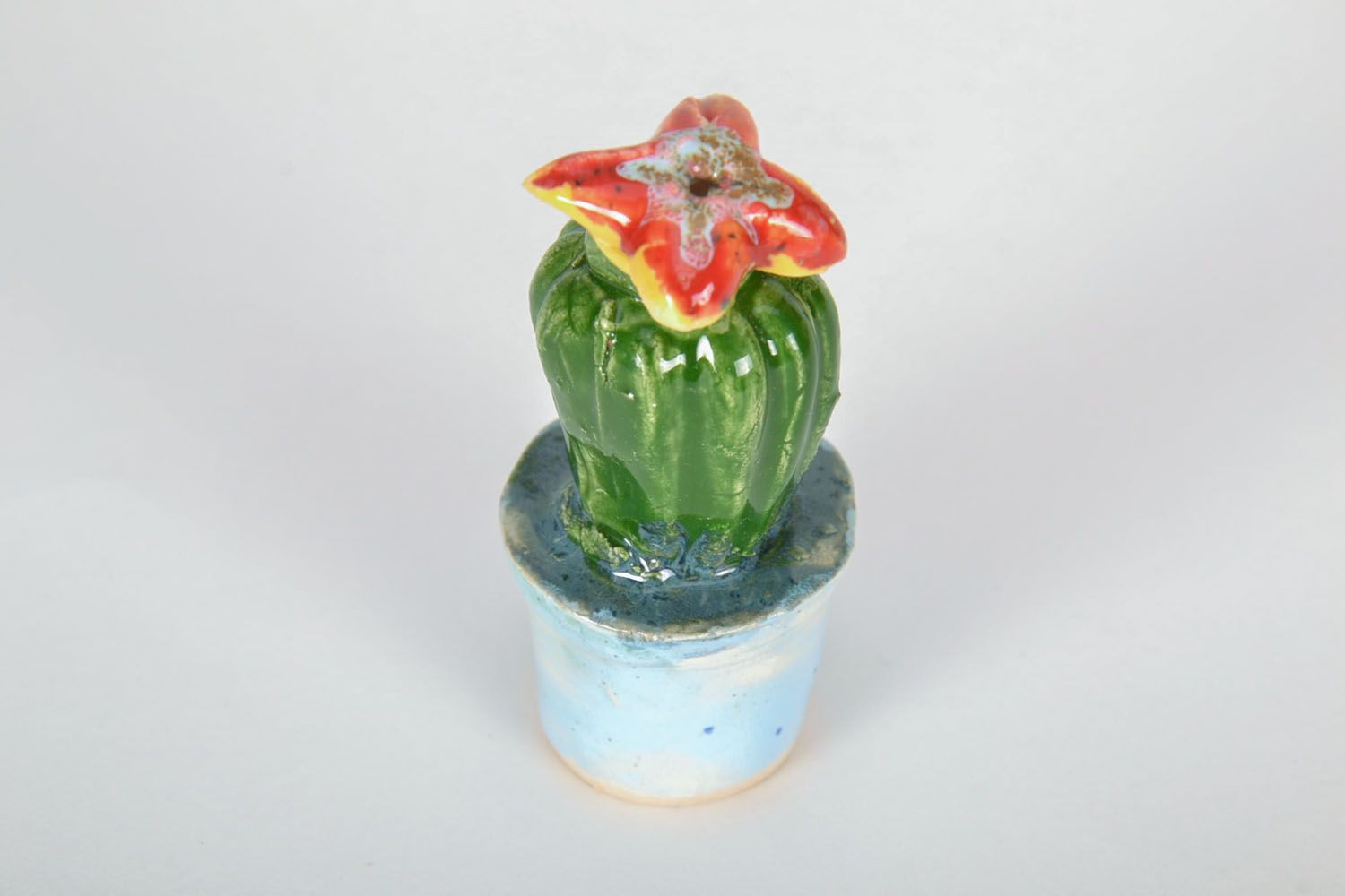 Statuette décorative faite main en argile peinte miniature souvenir Cactus photo 3