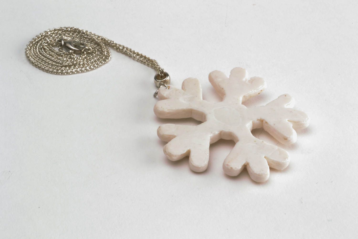 Polymer clay pendant Snowflake photo 4