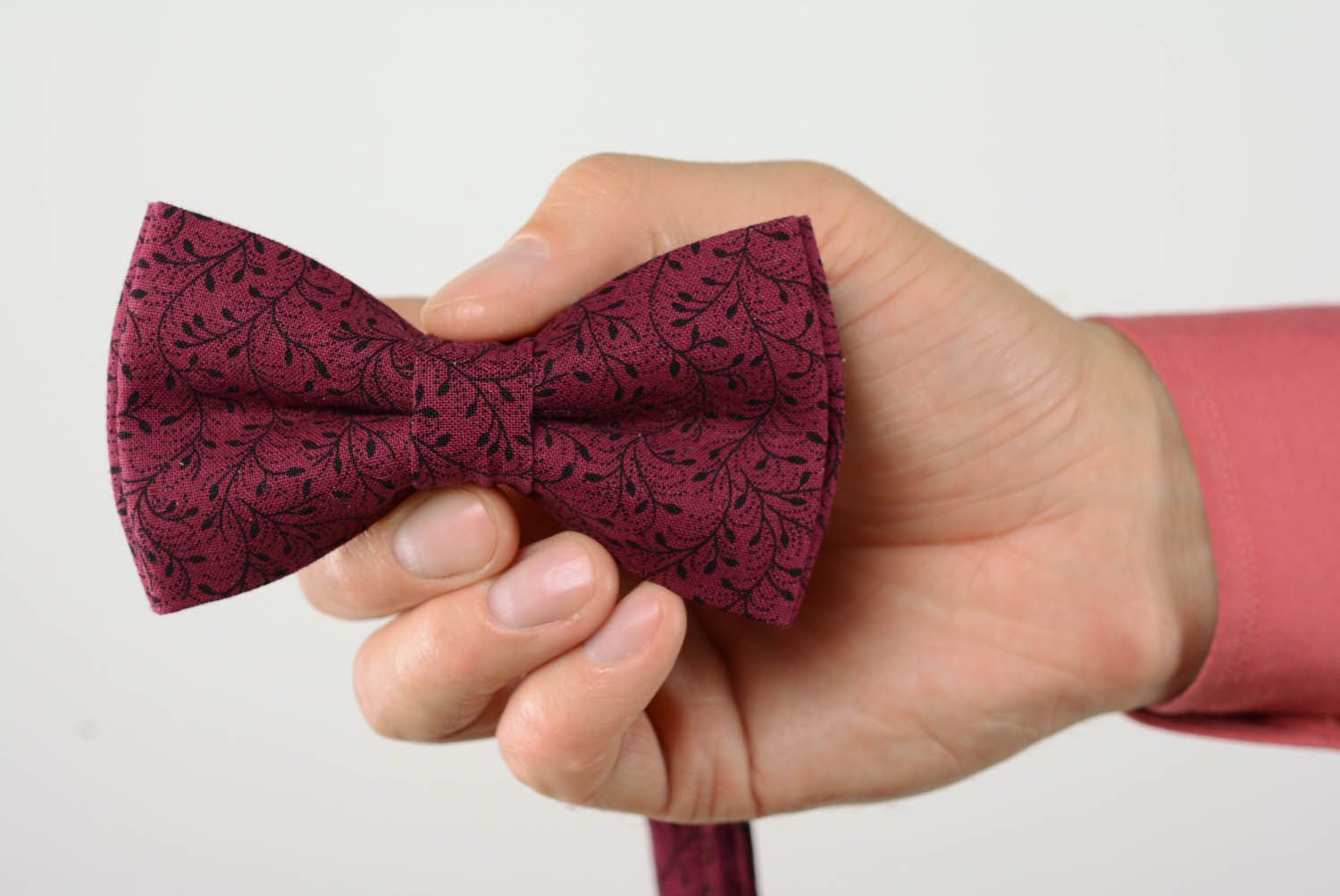 Fabric bow tie Bordeaux photo 5