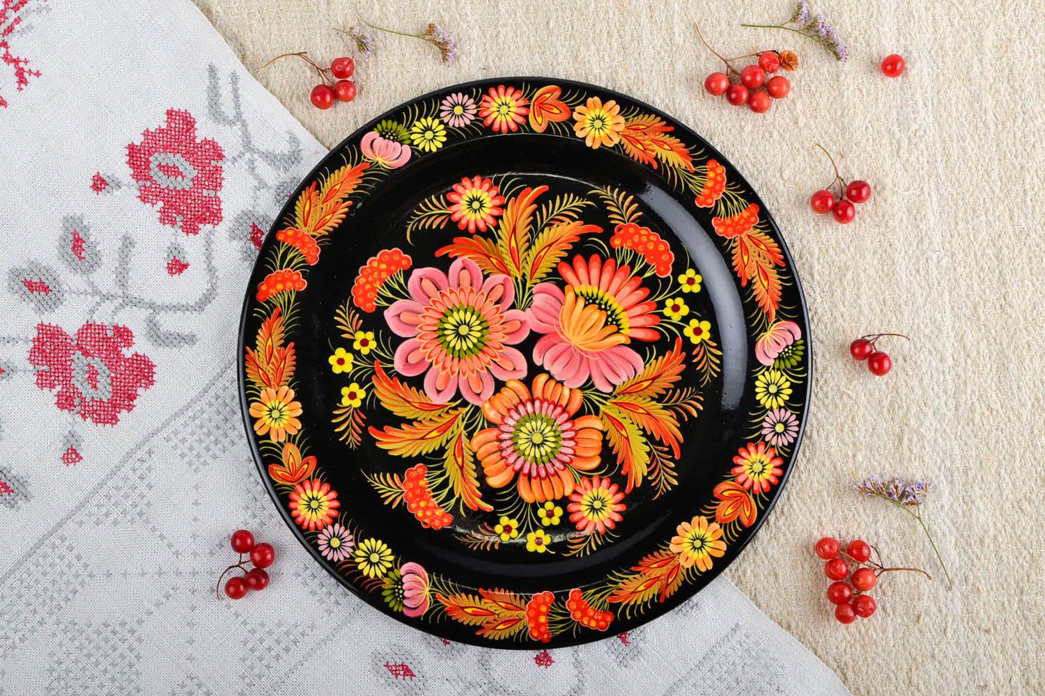 Homemade wall decor wooden plate for decorative use only folk art wooden gifts photo 1