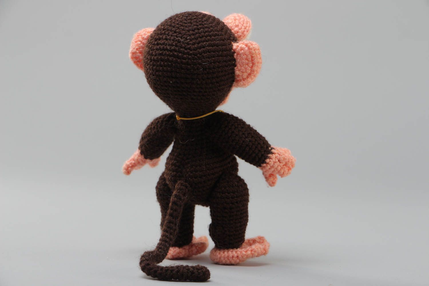 Handmade brown soft toy monkey crochet of acrylic threads photo 4