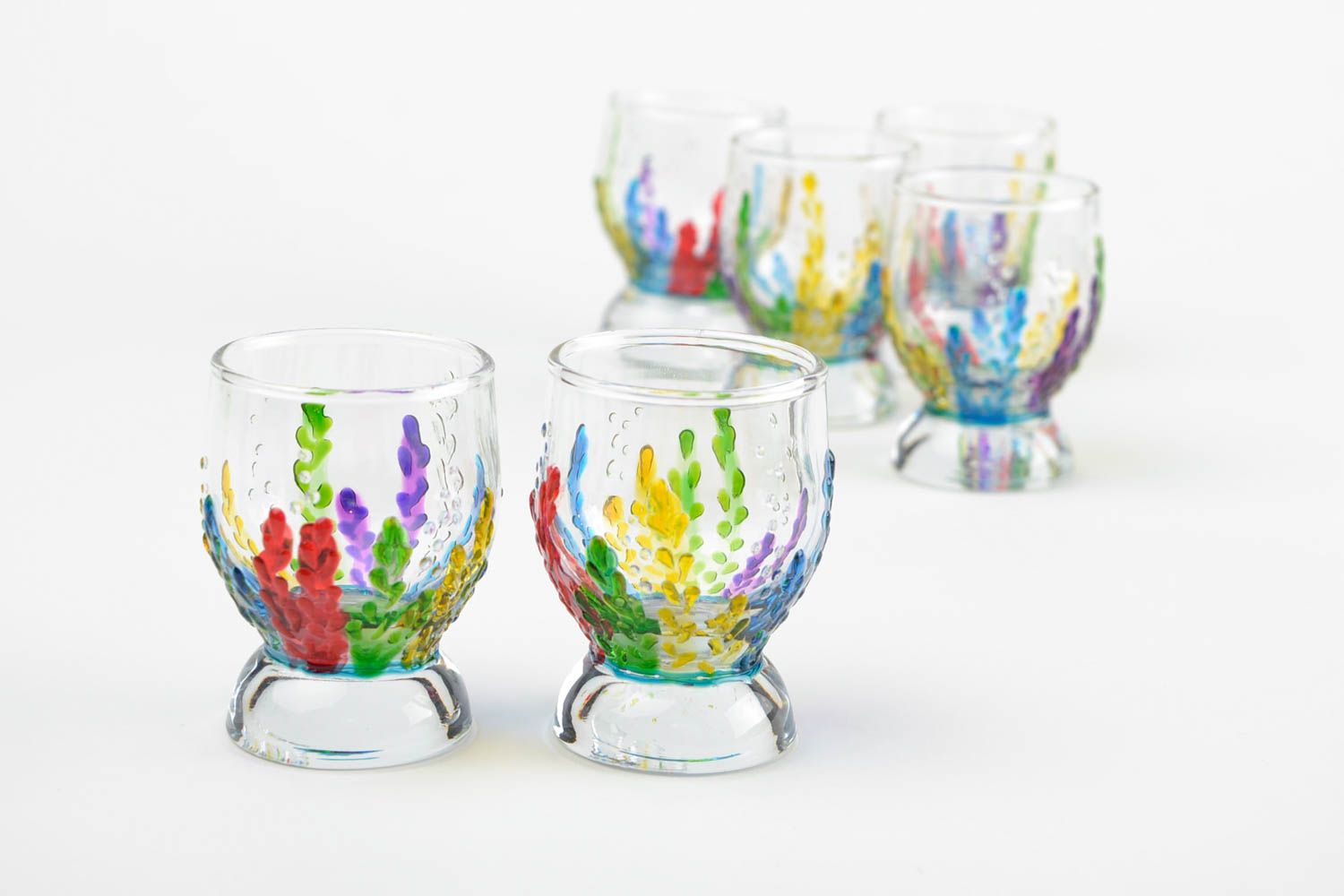 Unusual handmade shot glass shot glasses set 6 pieces painted glass gift ideas photo 5