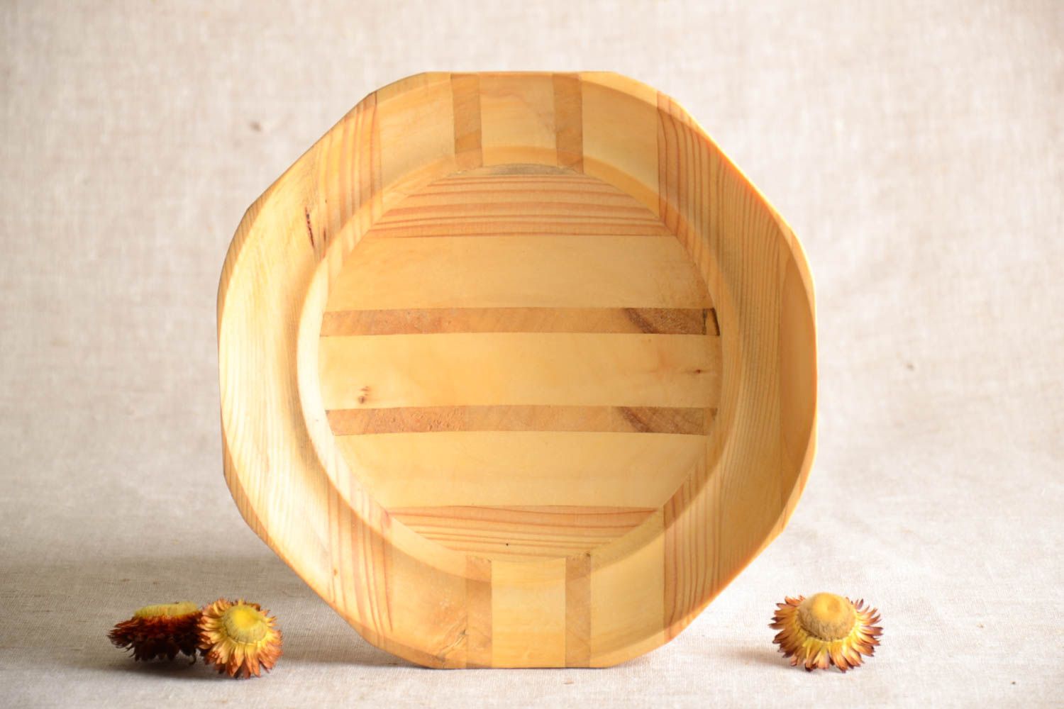 Assiette en bois Décoration faite main Vaisselle déco claire écologique photo 1