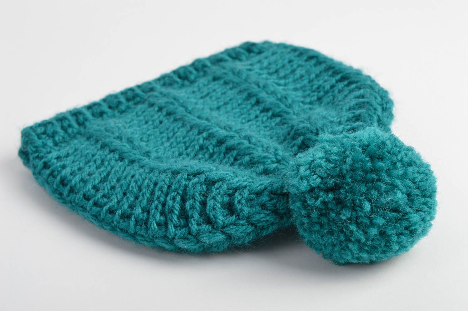 Bonnet tricot Chapeau fait main en fils de demi-laine Vêtement enfant cadeau photo 4