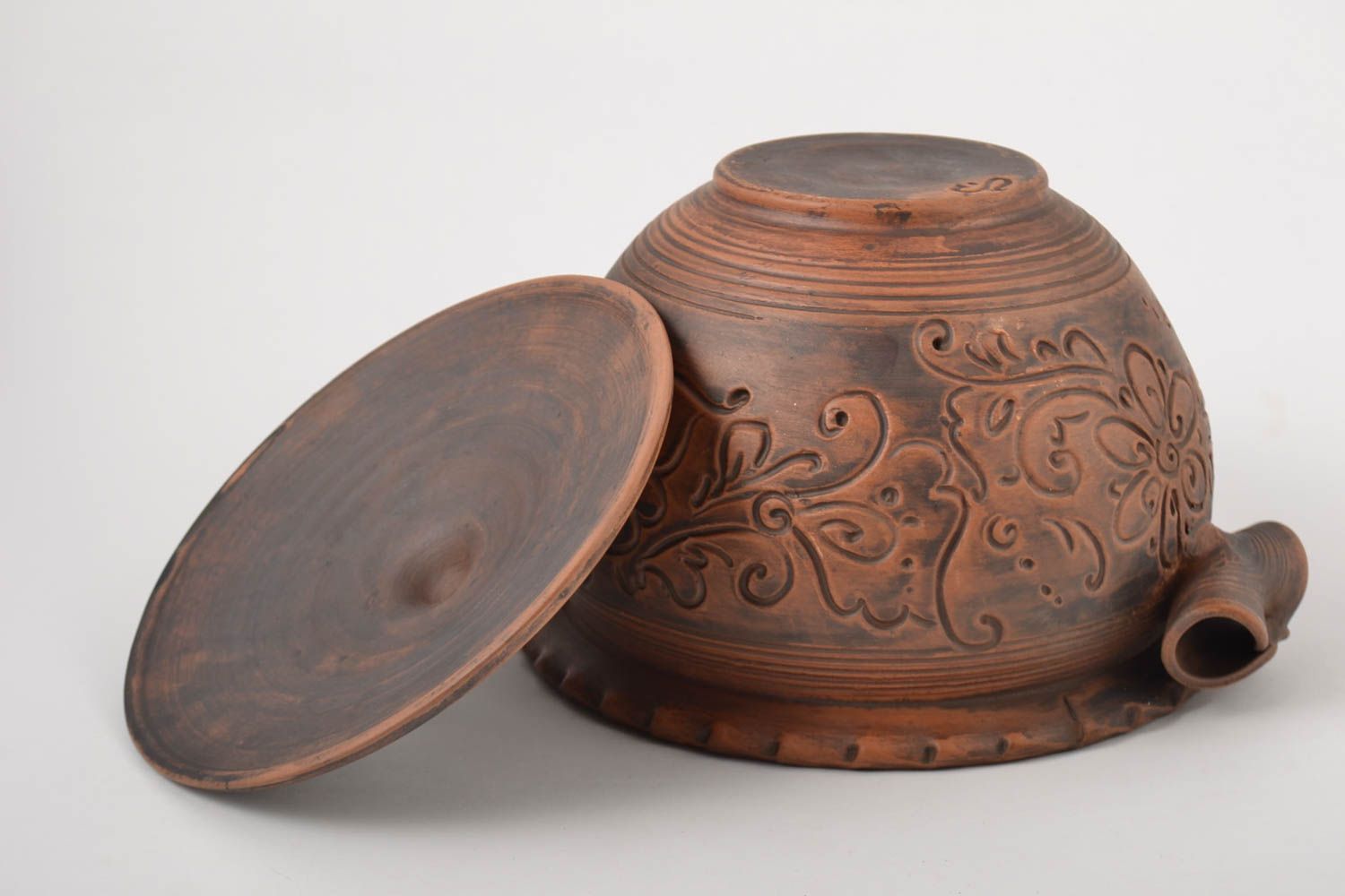 Topf aus Ton handgefertigt Deko für Küche originell Keramik Geschirr interessant foto 5