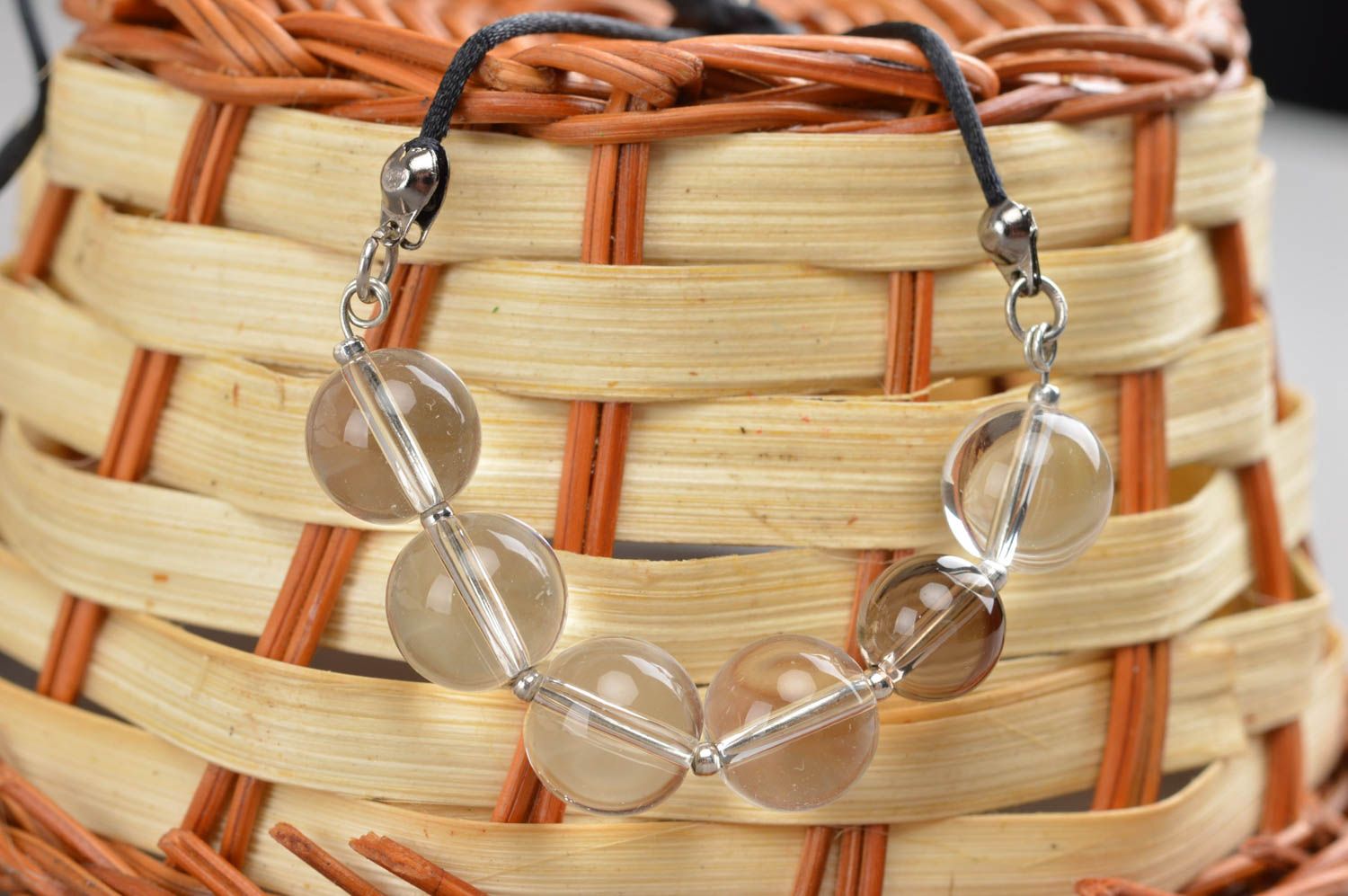 Handmade quartz necklace jewelry made of natural stones stylish accessory photo 1