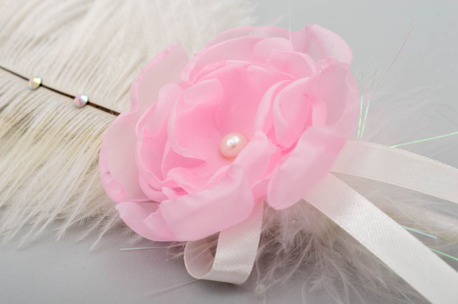 Esfero artesanal con flor rosada accesorio para boda bolígrafo para boda foto 4