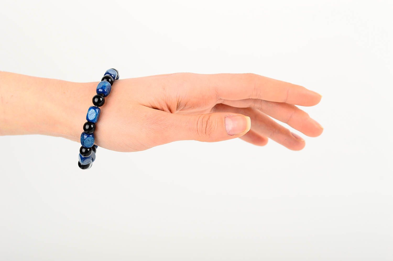 Armschmuck Damen Handmade Armband Schmuck aus Holz schönes Armband blau schwarz foto 2