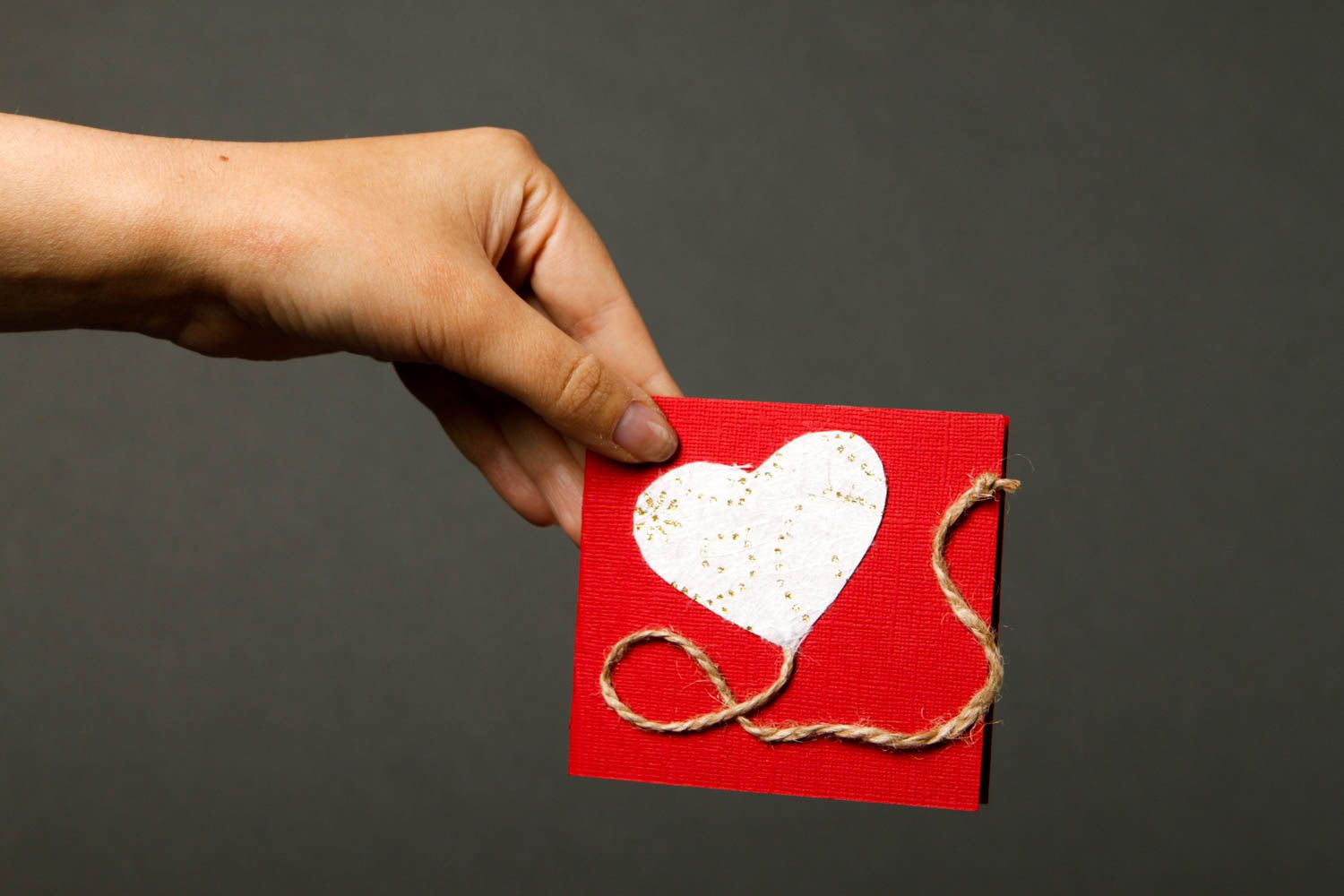 Handmade rote originelle Glückwunschkarte Geschenk Idee schöne Grußkarte Herz foto 2