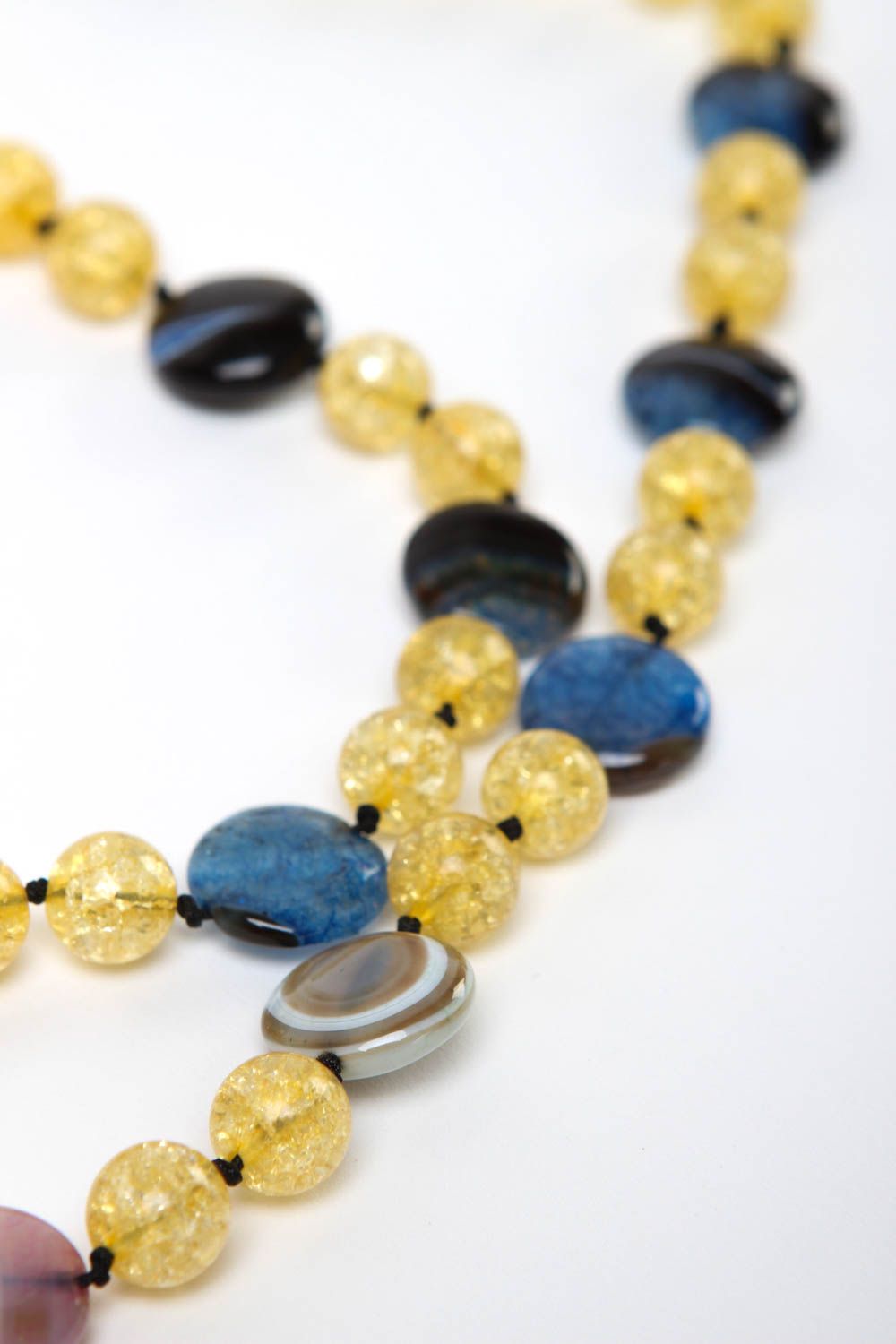 Perlen Schmuck handmade Halsketten Damen Geschenk für Frauen aus Achat elegant foto 3