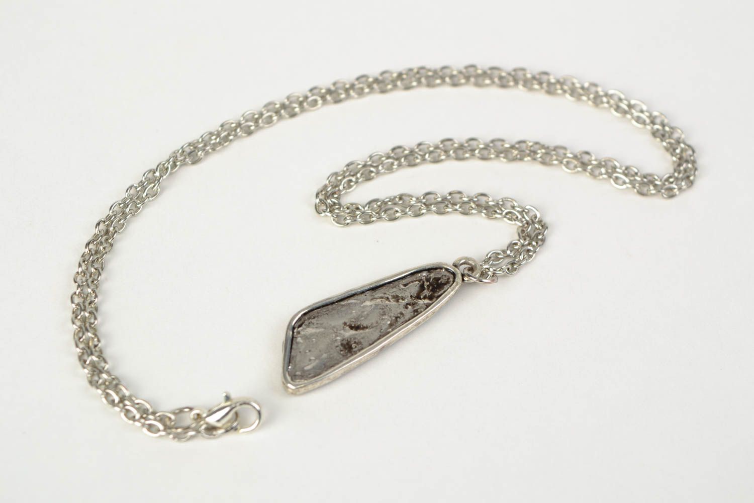 Handmade asymmetric pendant made of jewelry resin on long chain photo 4