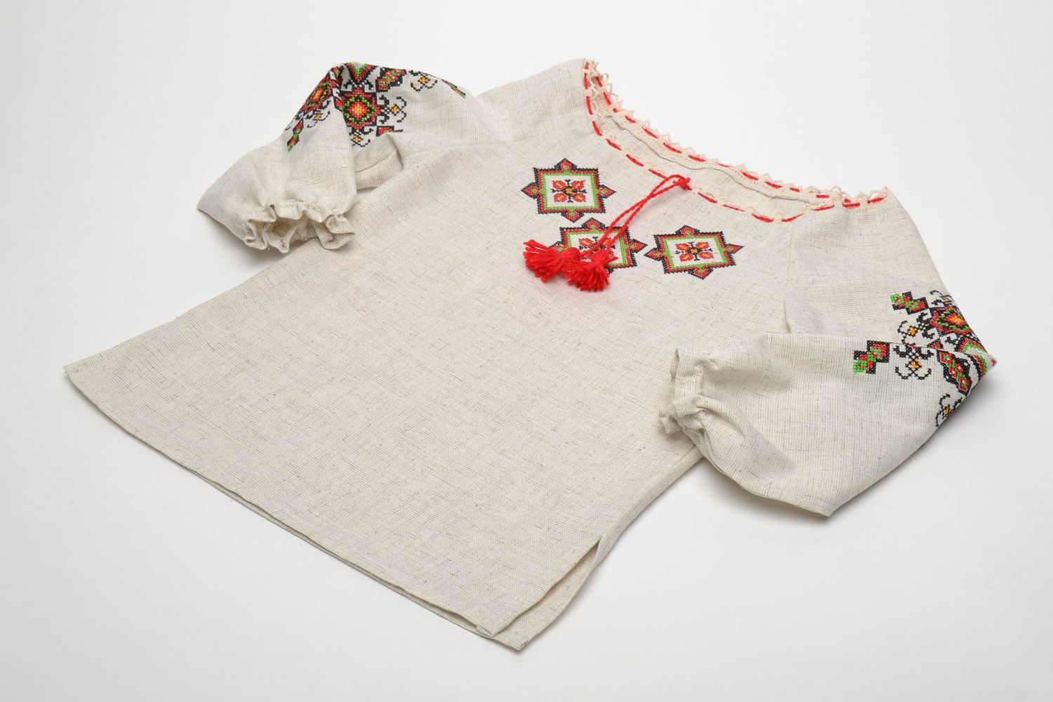 Bestickte ukrainische Ethno Bluse für Mädchen 5 7 Jahre mit langen Ärmeln foto 5