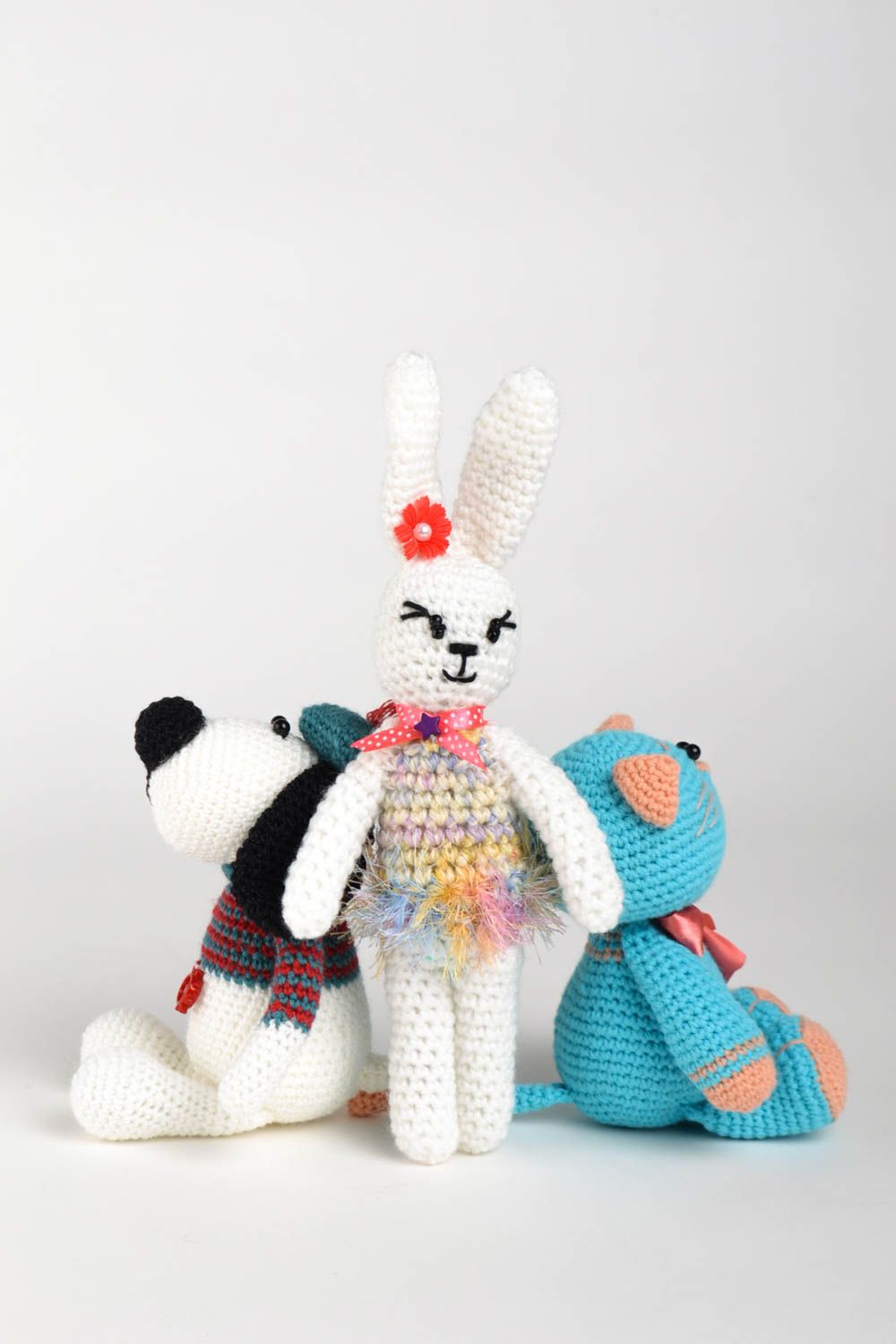 Peluches animaux Jouets faits main tricotés chat chien lapine Cadeau enfant photo 5
