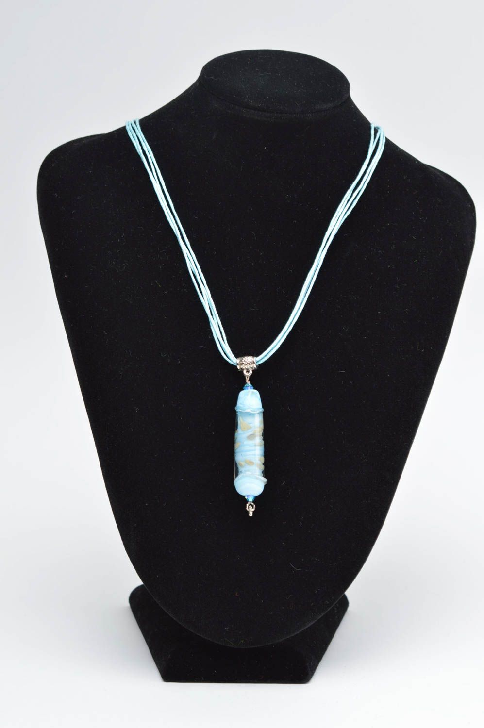 Glass pendant handmade beaded necklace fashion jewelry lampwork glass accessory photo 2
